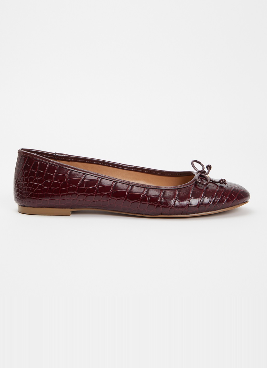 Dune London Helenne ballerina van leer - voorkant 2 bordeauxrood