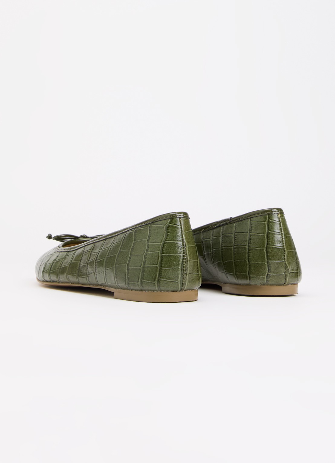 Dune London Helenne ballerina van leer - achterkant 4 donkergroen