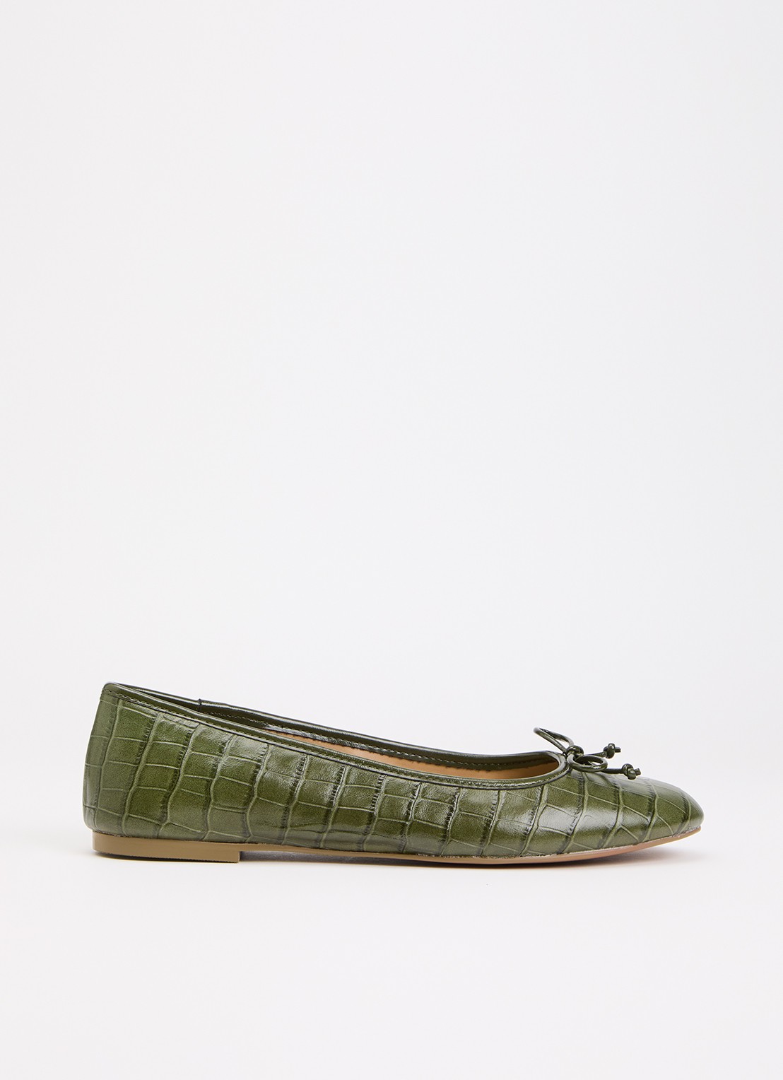 Dune London Helenne ballerina van leer - voorkant 5 donkergroen