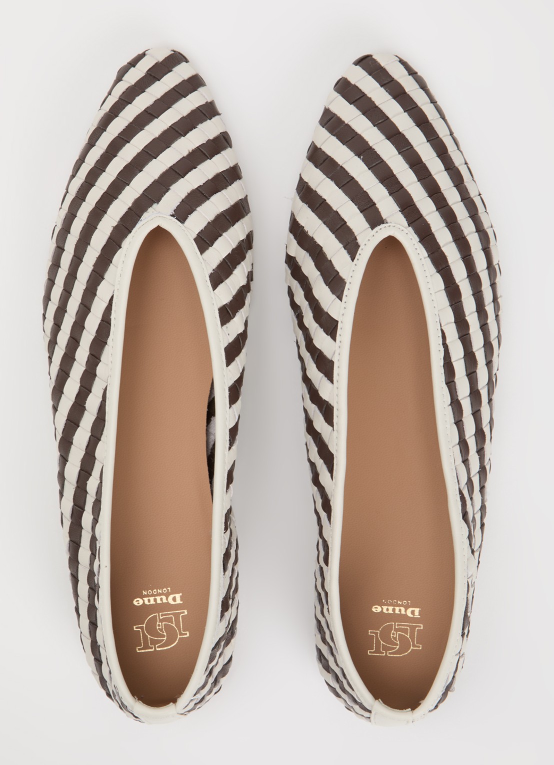 Dune London Henlee ballerina van leer met gevlochten details - detail 4 wit