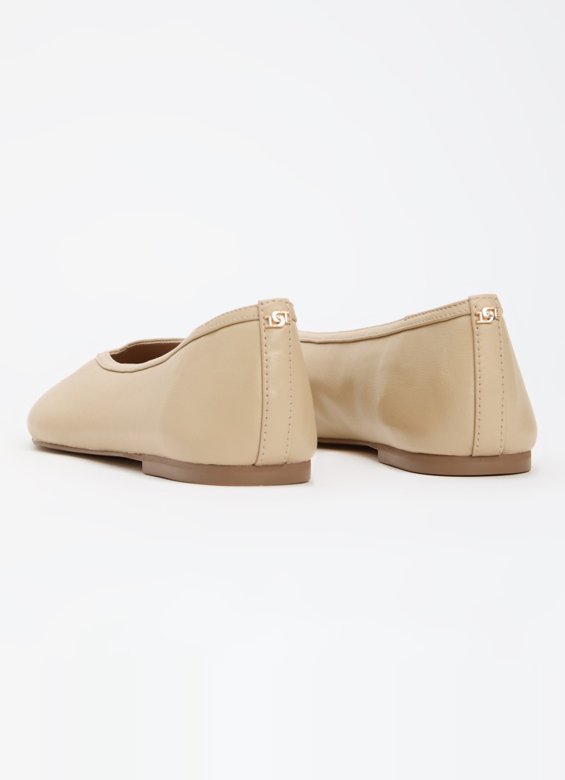 Dune London Hetta ballerina van leer - achterkant beige