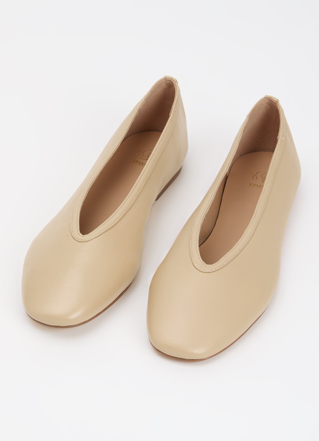 Dune London Hetta ballerina van leer - detail 3 beige