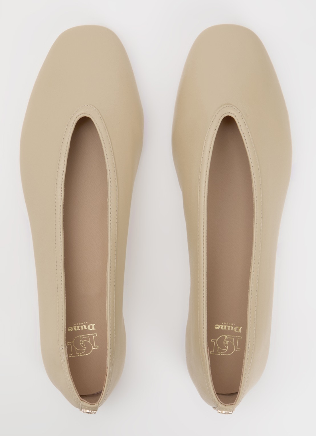 Dune London Hetta ballerina van leer - detail 4 beige