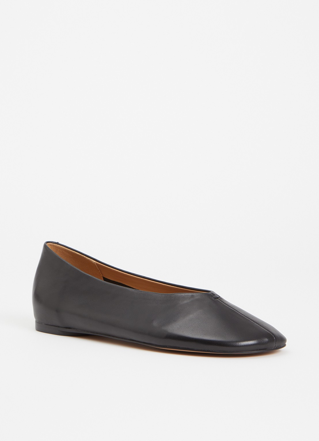 Dune London Highcut ballerina van leer - voorkant zwart
