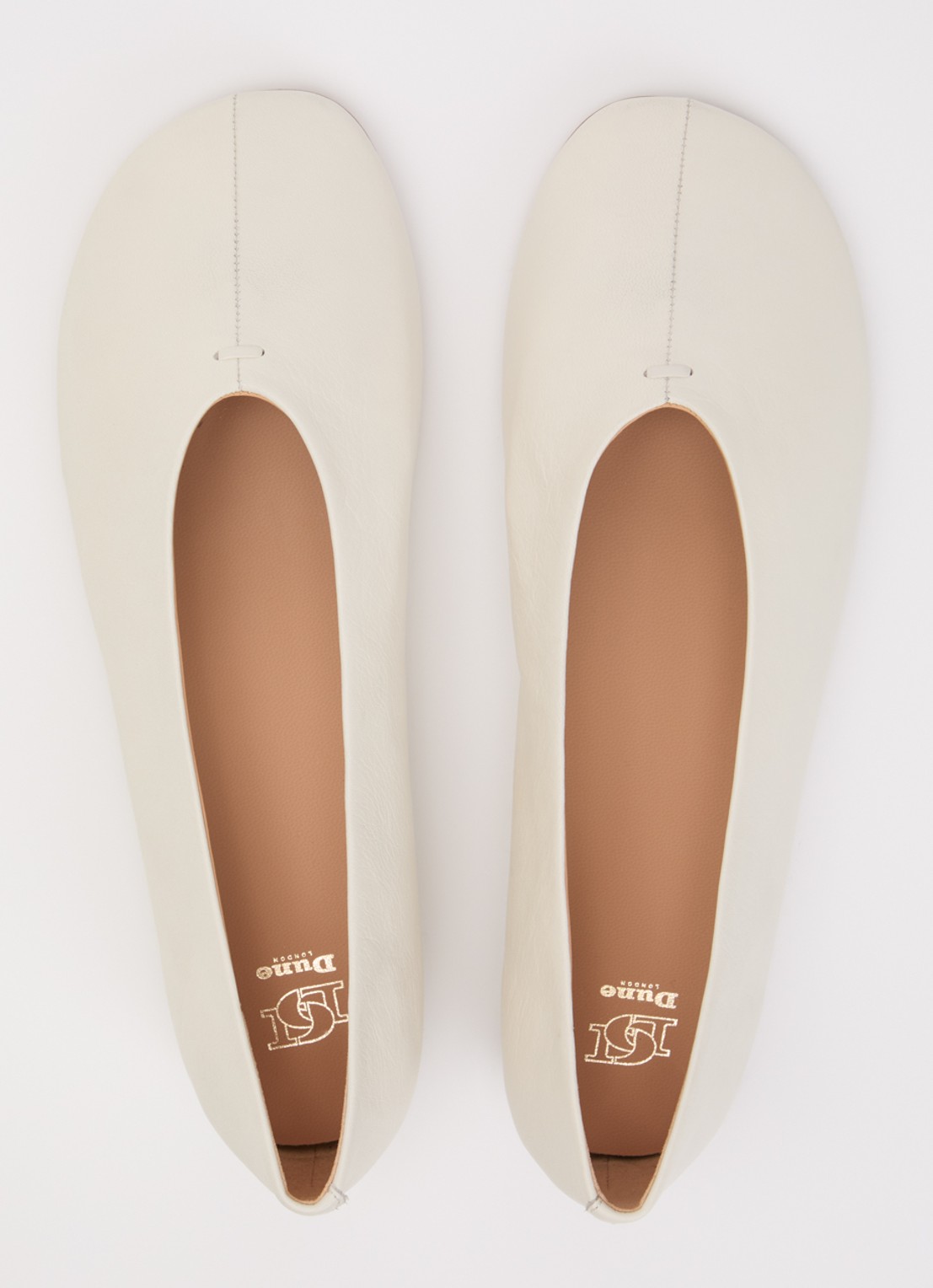 Dune London Highcut ballerina van leer - detail 4 creme