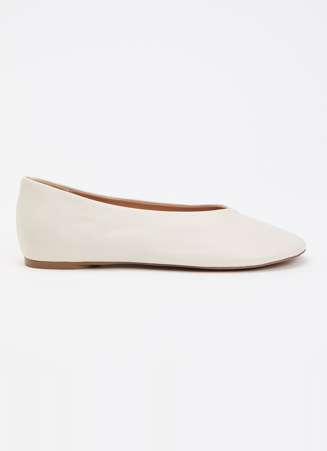 Dune London Highcut ballerina van leer - voorkant creme