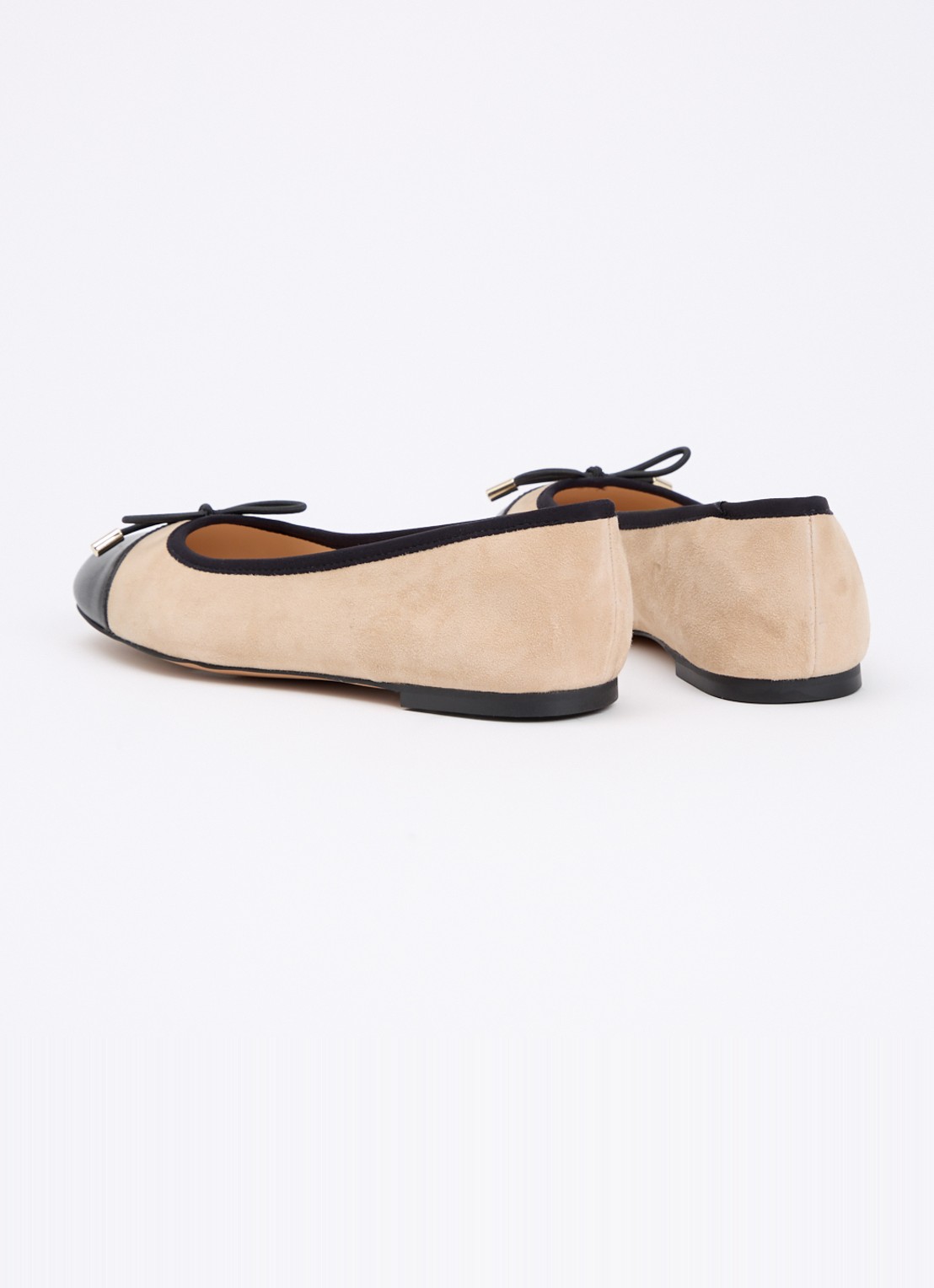 Dune London Highest ballerina met lakleren details - achterkant beige
