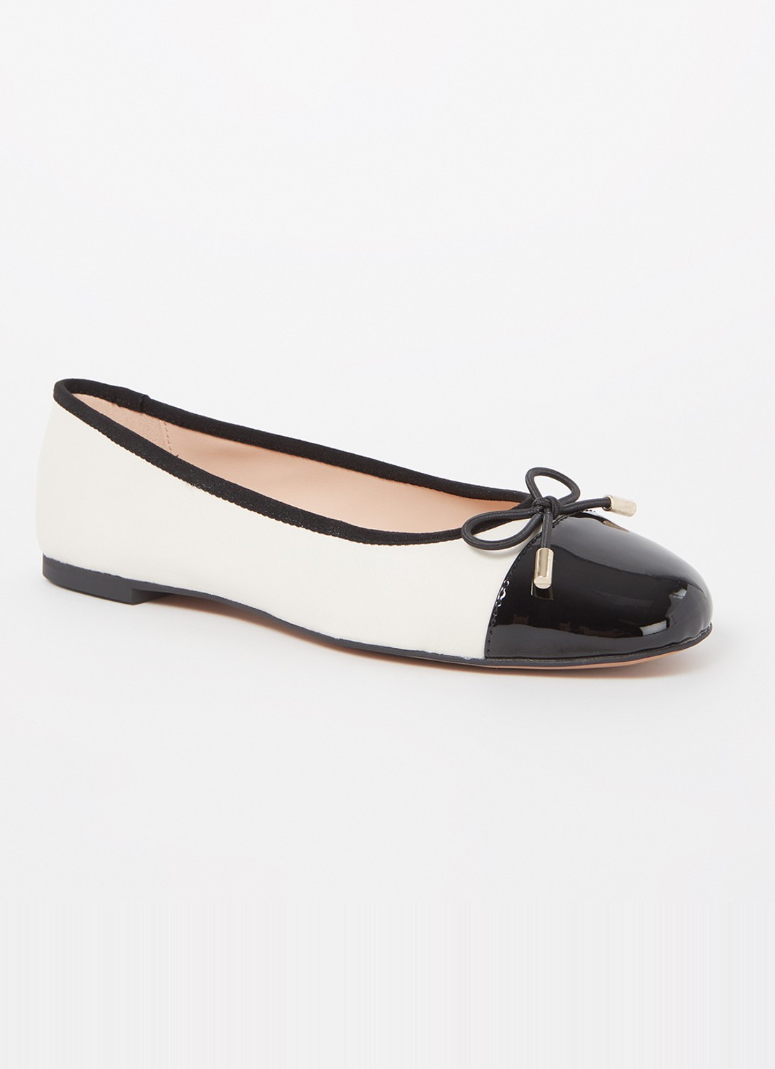 Dune London Highest ballerina met lakleren details - voorkant 2 gebroken wit
