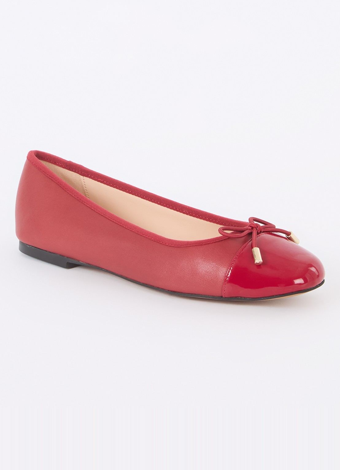 Dune London Highest ballerina met lakleren details - voorkant 2 rood