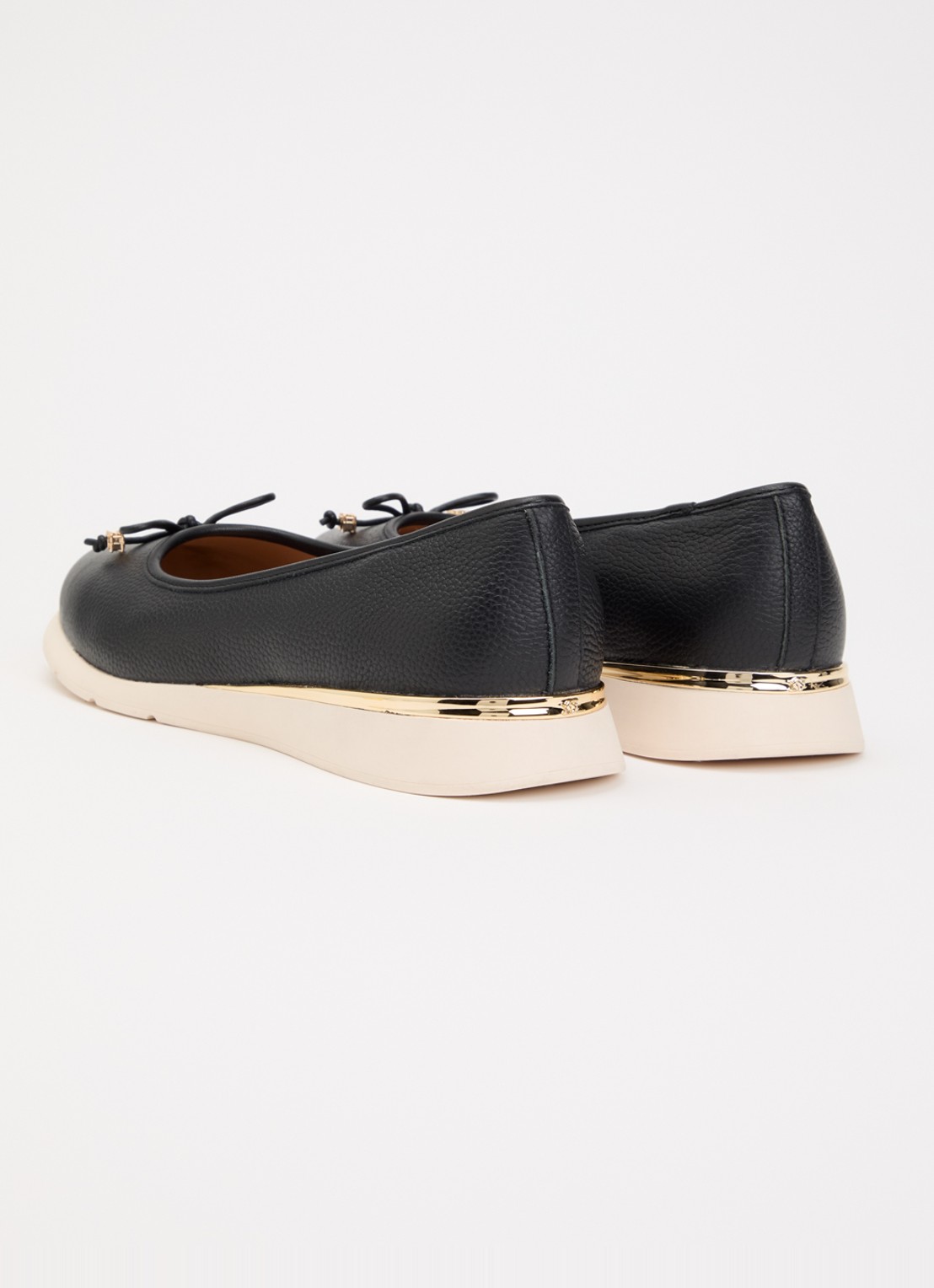 Dune London Highline ballerina van leer met metallic finish - achterkant zwart