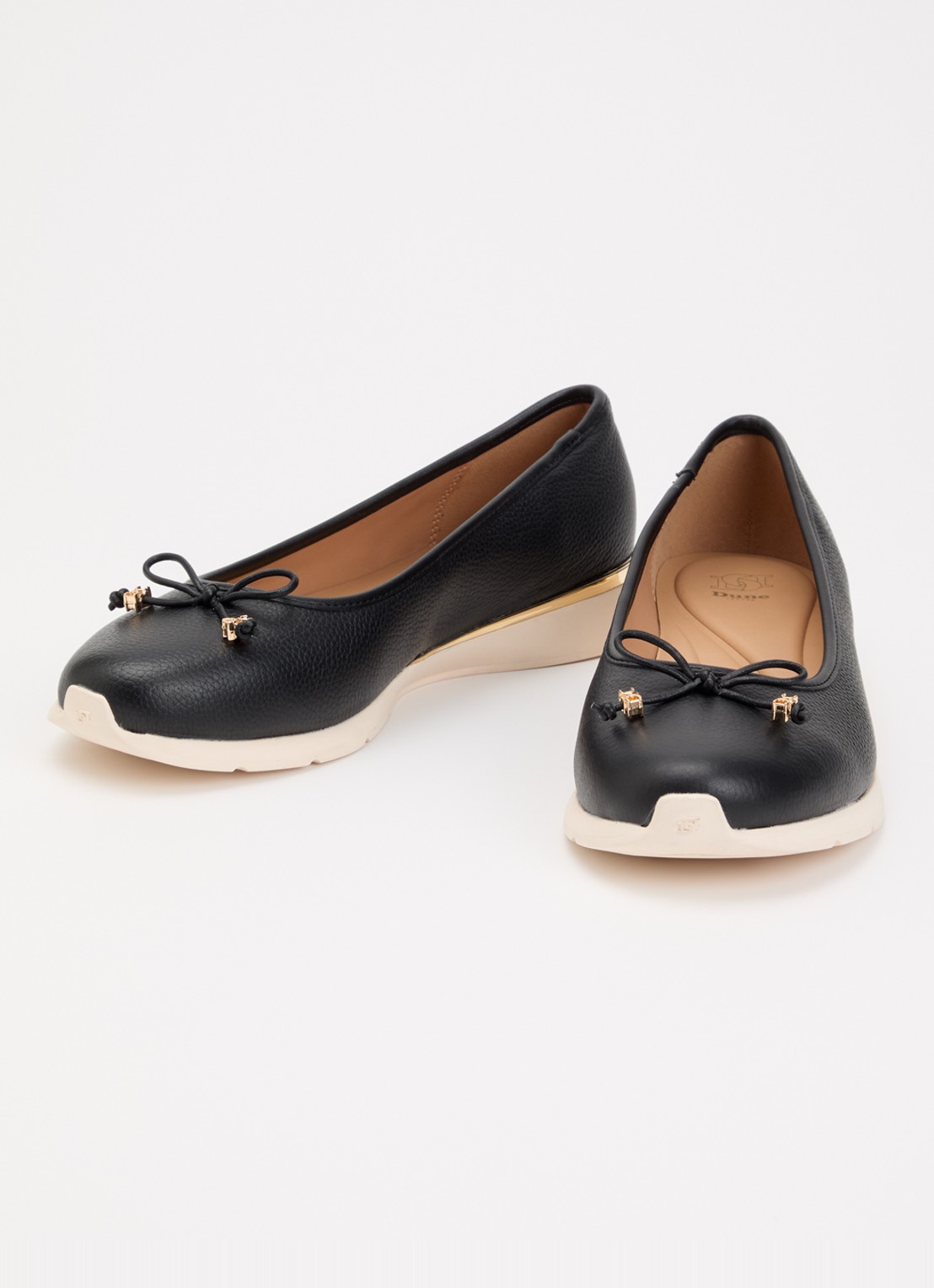 Dune London Highline ballerina van leer met metallic finish - detail 3 zwart