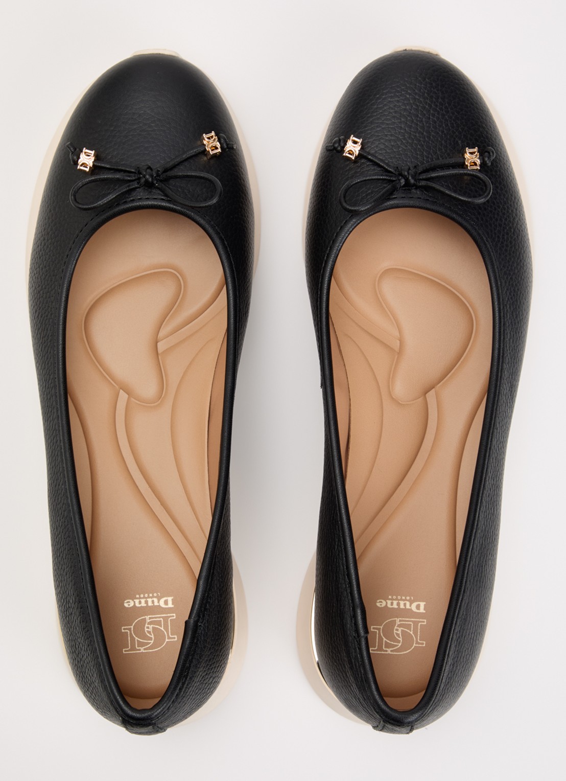 Dune London Highline ballerina van leer met metallic finish - detail 4 zwart