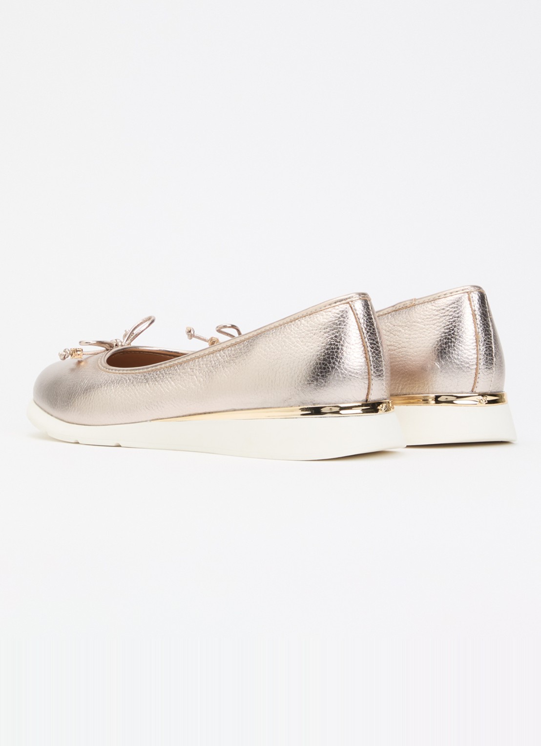 Dune London Highline ballerina van leer met metallic finish - achterkant roségoud