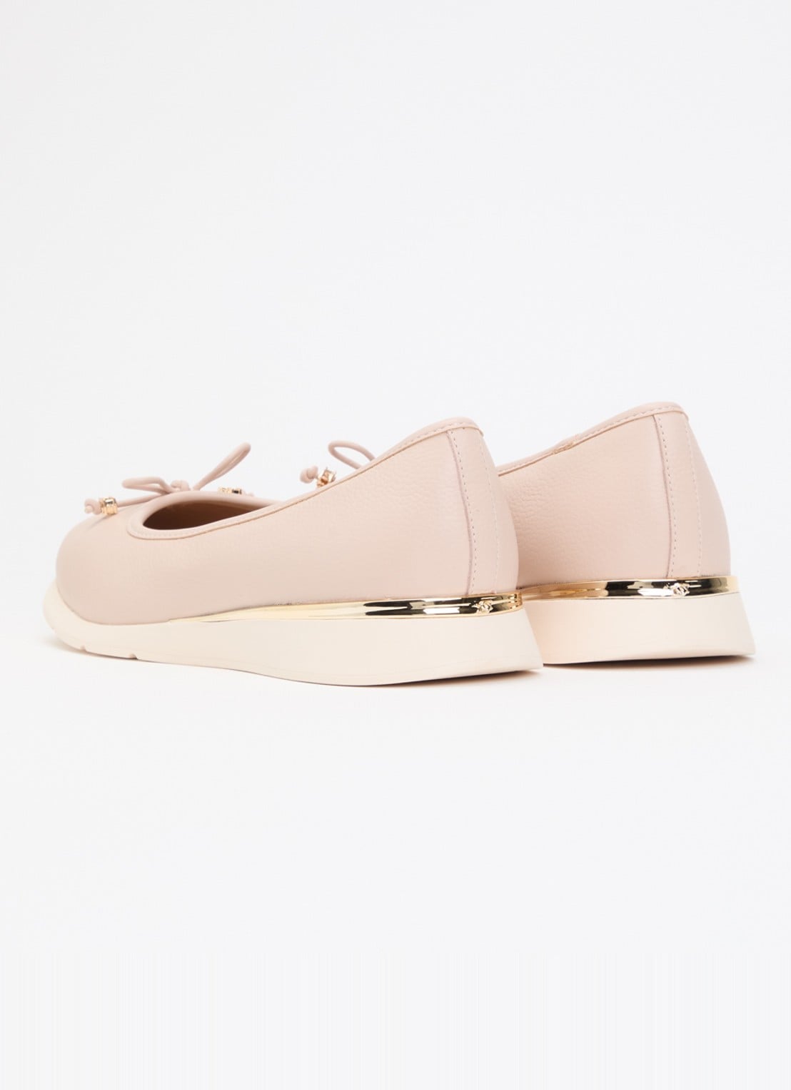 Dune London Highline ballerina van leer met metallic finish - achterkant 5 oudroze