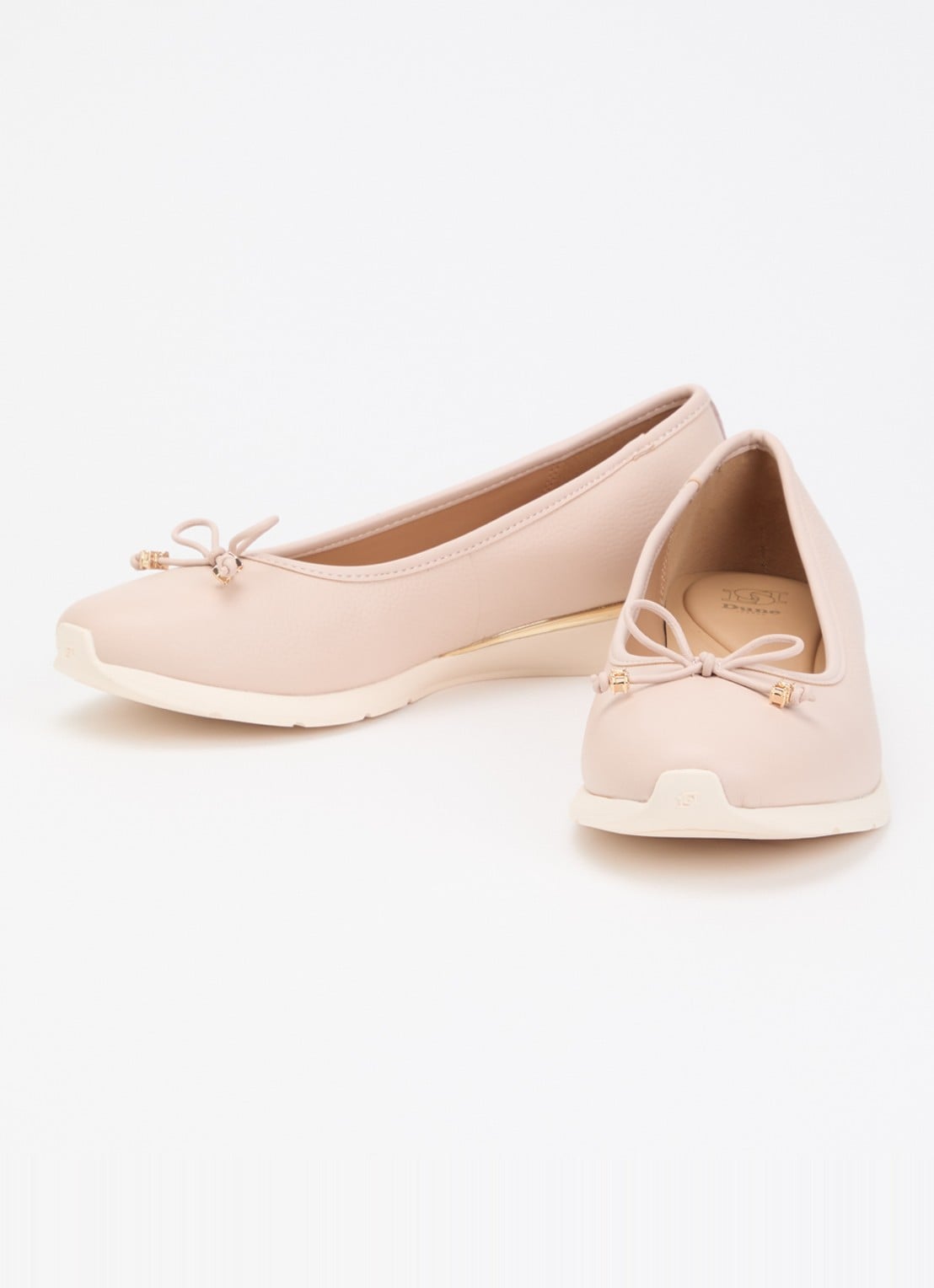 Dune London Highline ballerina van leer met metallic finish - detail oudroze