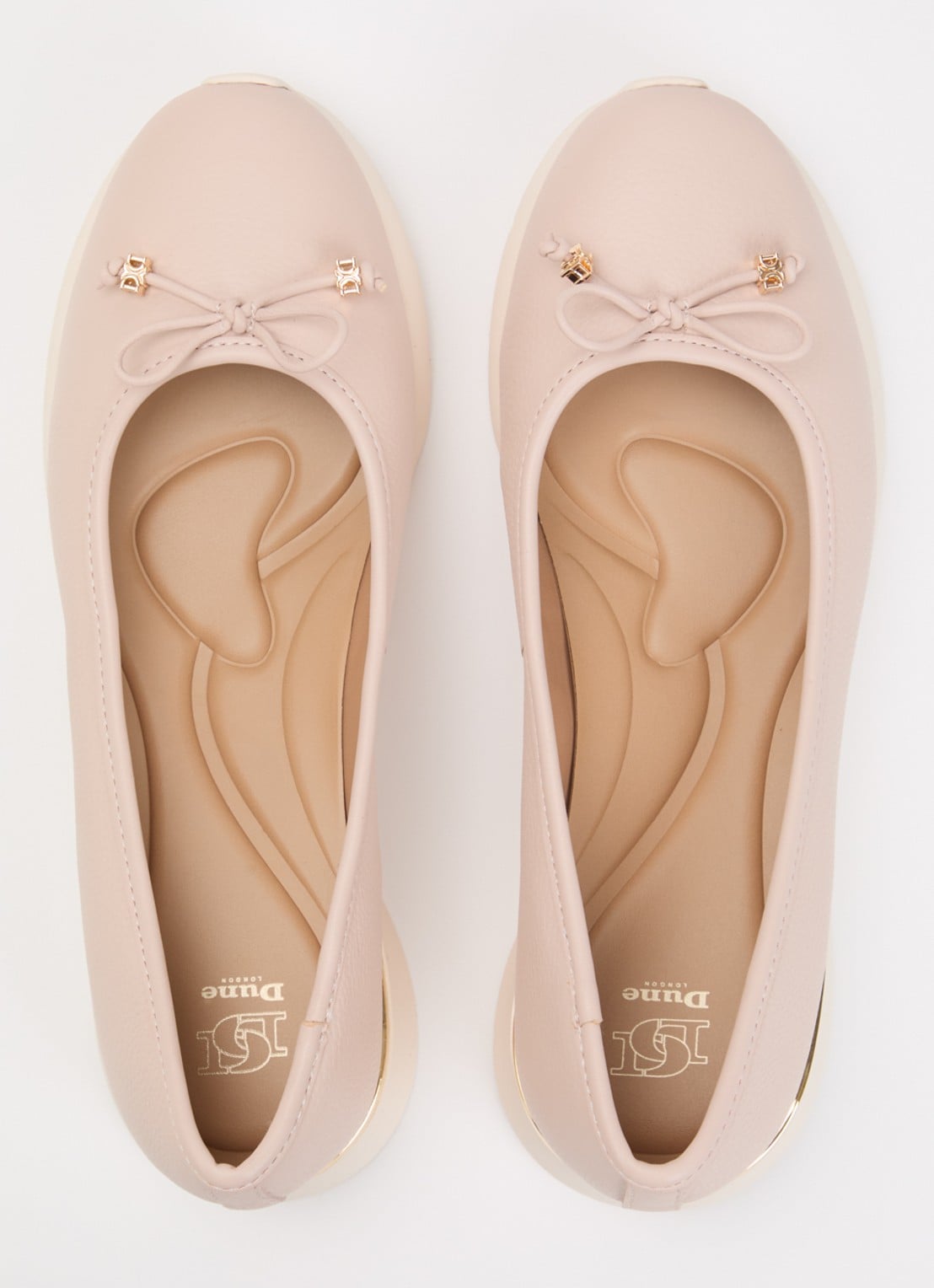 Dune London Highline ballerina van leer met metallic finish - detail 2 oudroze