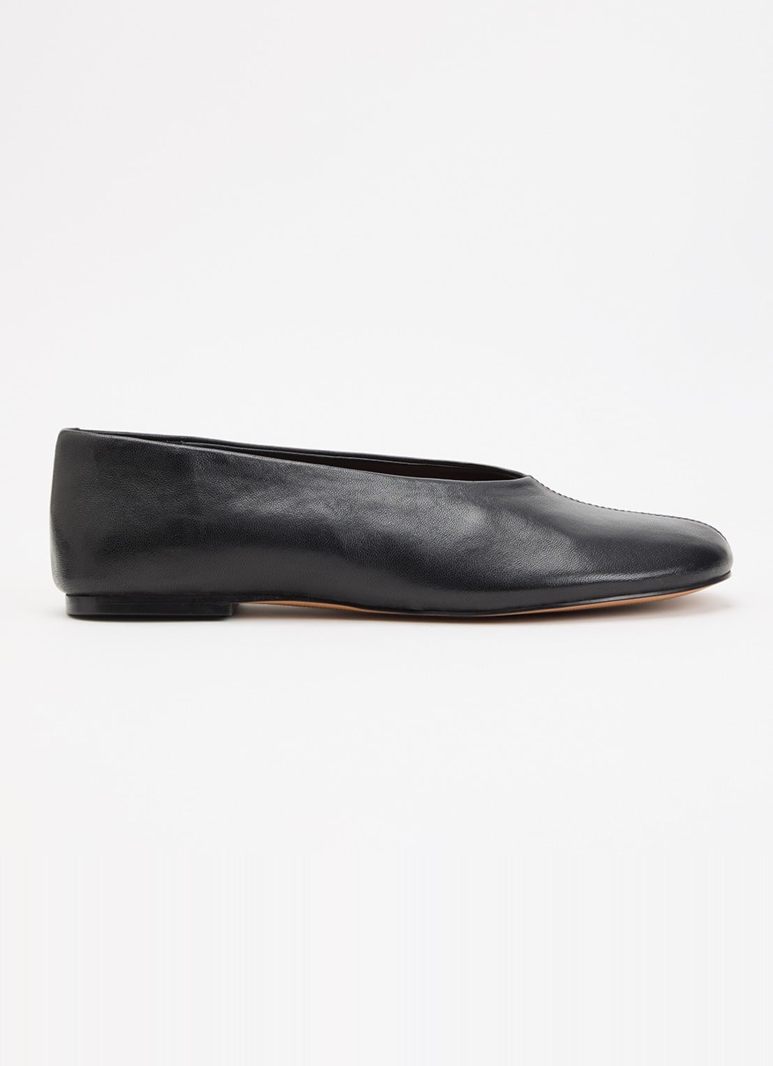 Dune London Highway ballerina van leer - voorkant zwart