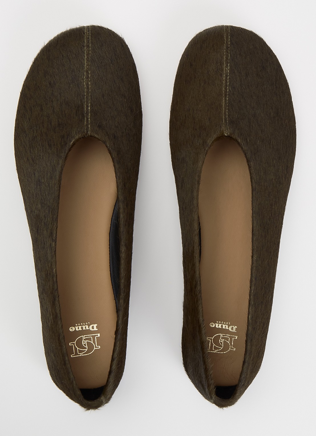 Dune London Highway ballerina van leer - detail 4 bronsgroen