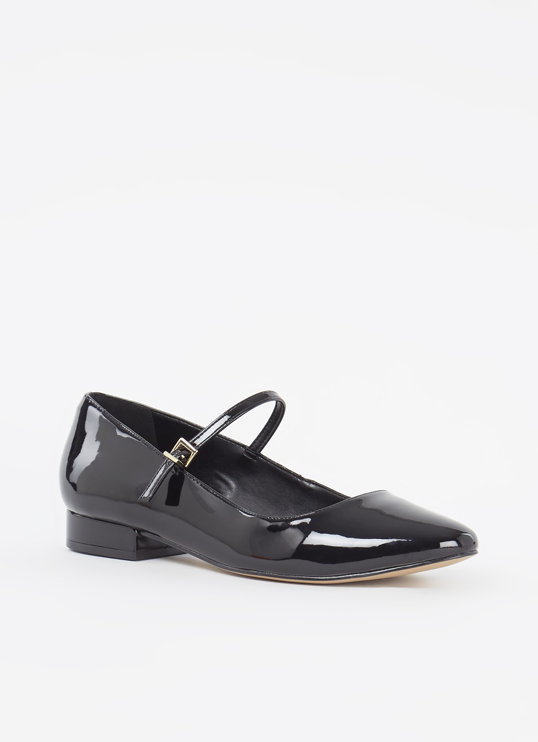 Dune London Hipplie ballerina met lakfinish - voorkant 5 zwart