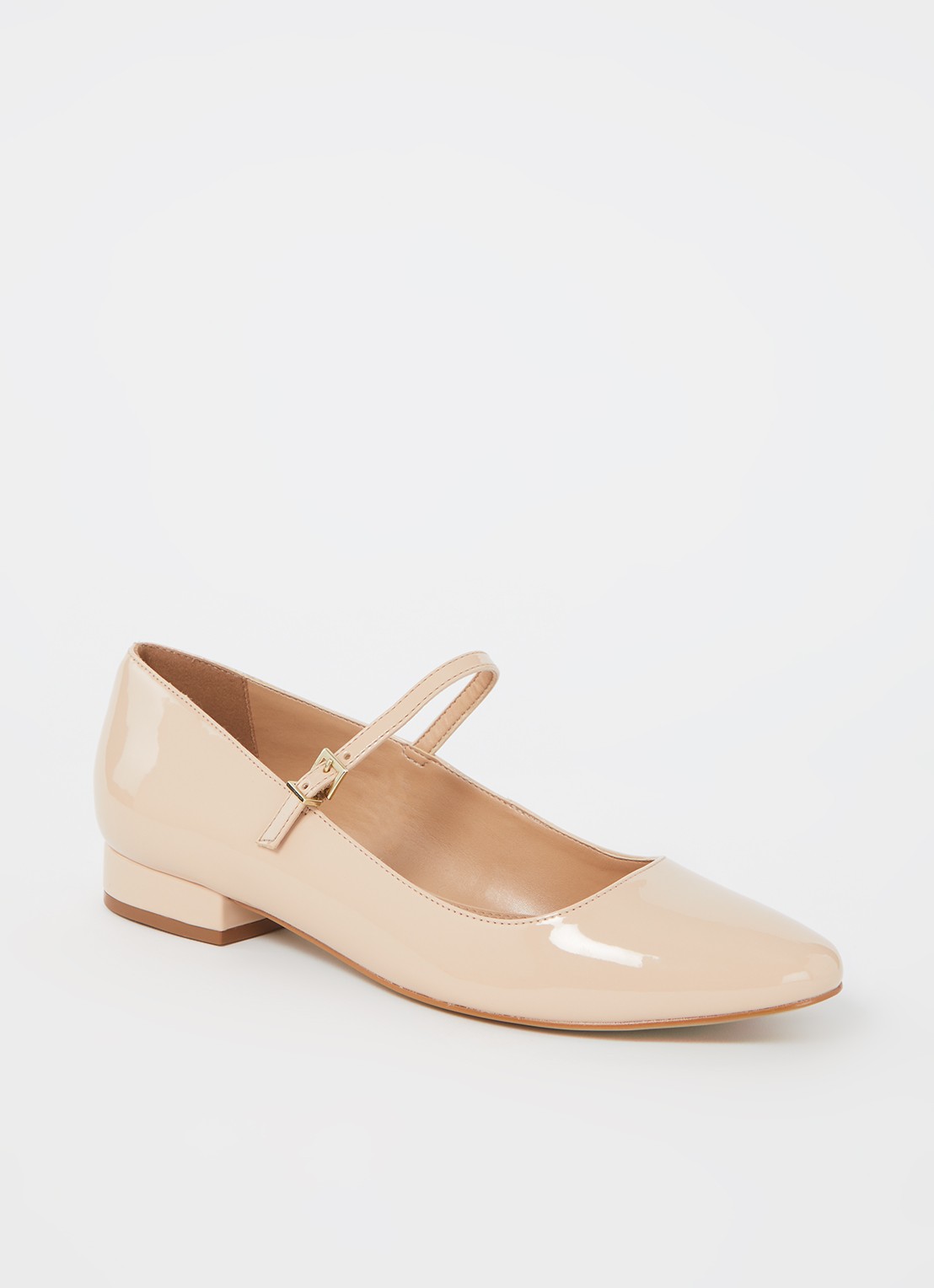 Dune London Hipplie ballerina met lakfinish - voorkant oudroze