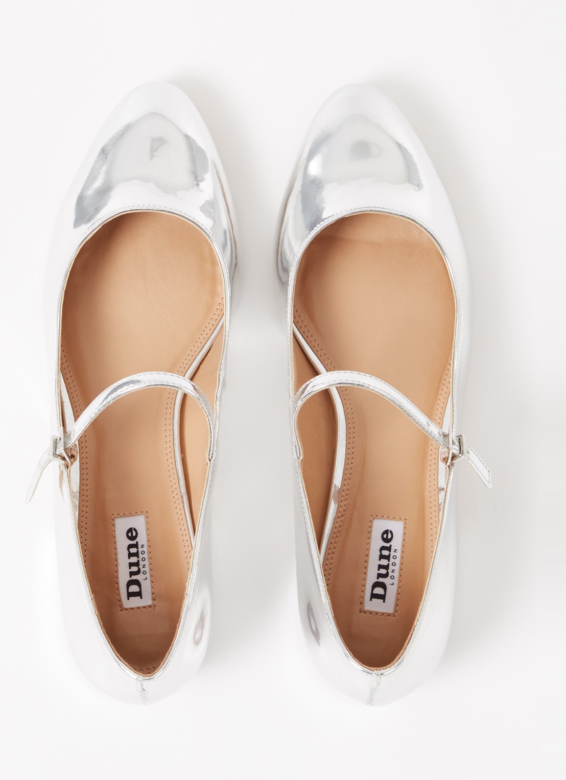 Dune London Hipplie ballerina met lakfinish - detail 3 zilver