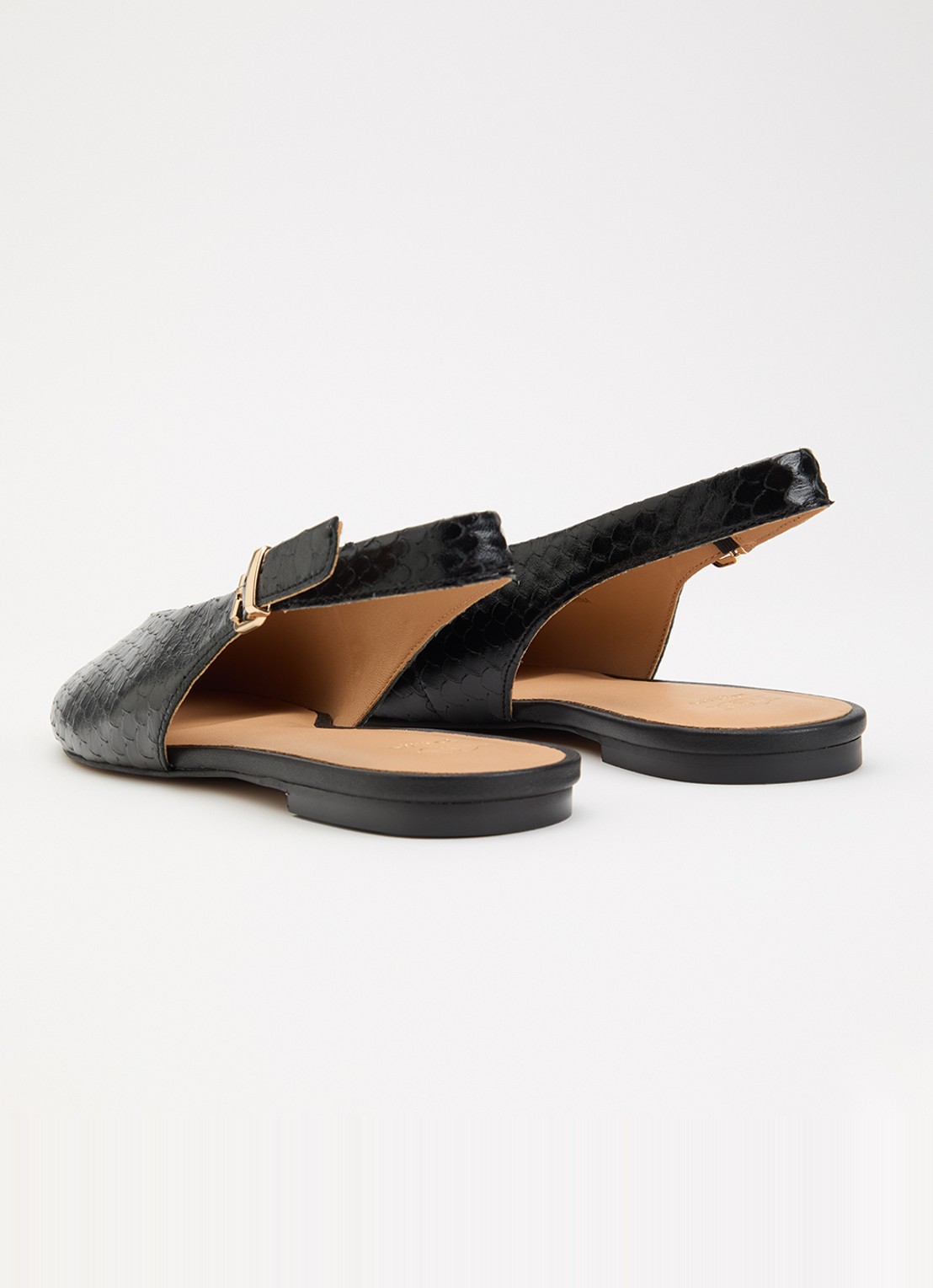 Dune London Honora slingback van leer - achterkant zwart