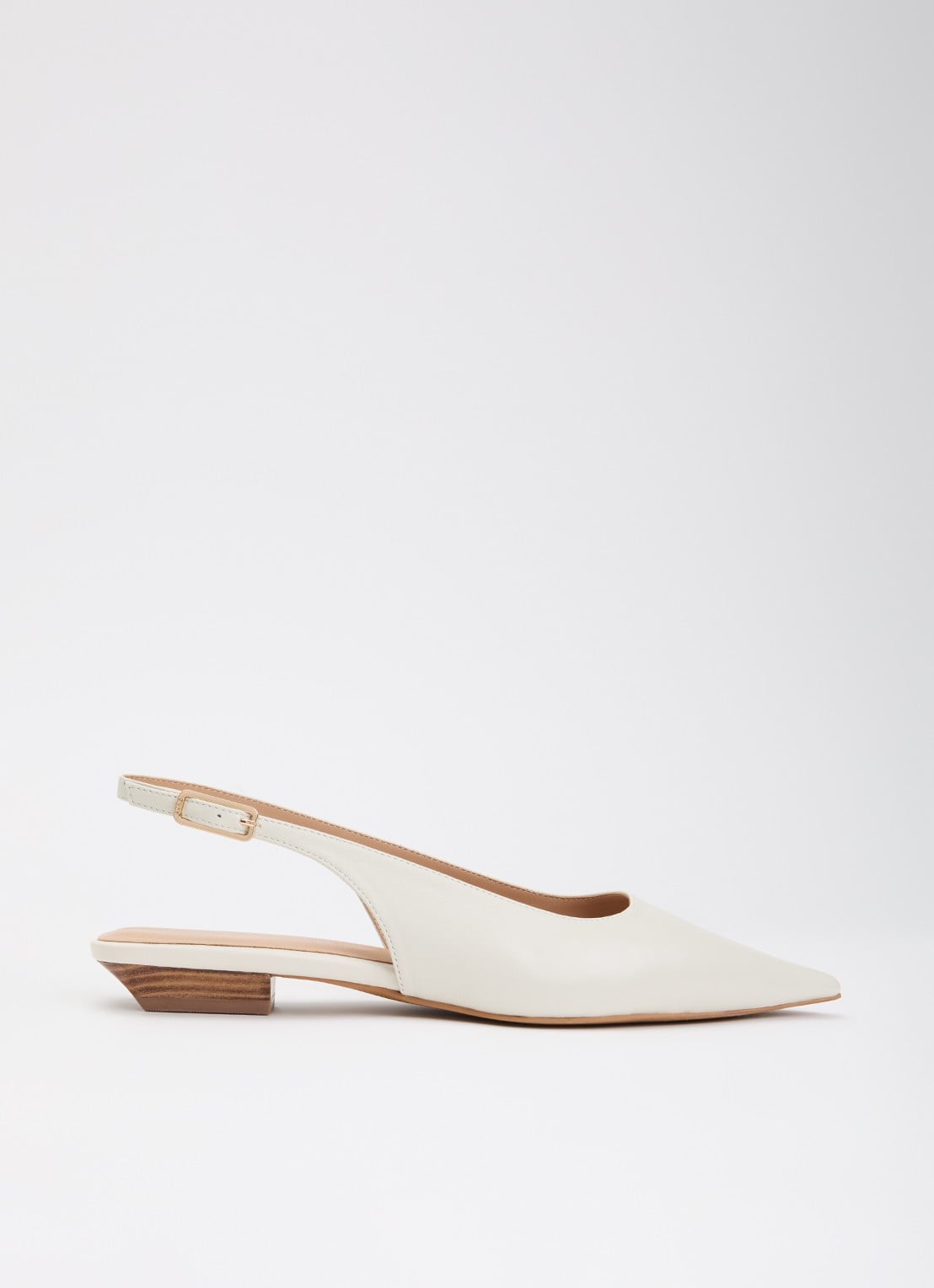 Dune London Hostess slingback van leer - voorkant 5 gebroken wit
