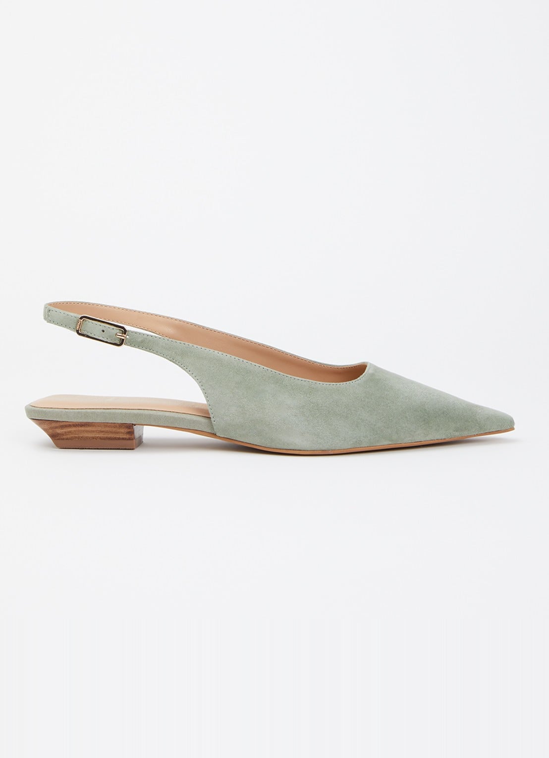 Dune London Hostess slingback van leer - voorkant olijfgroen
