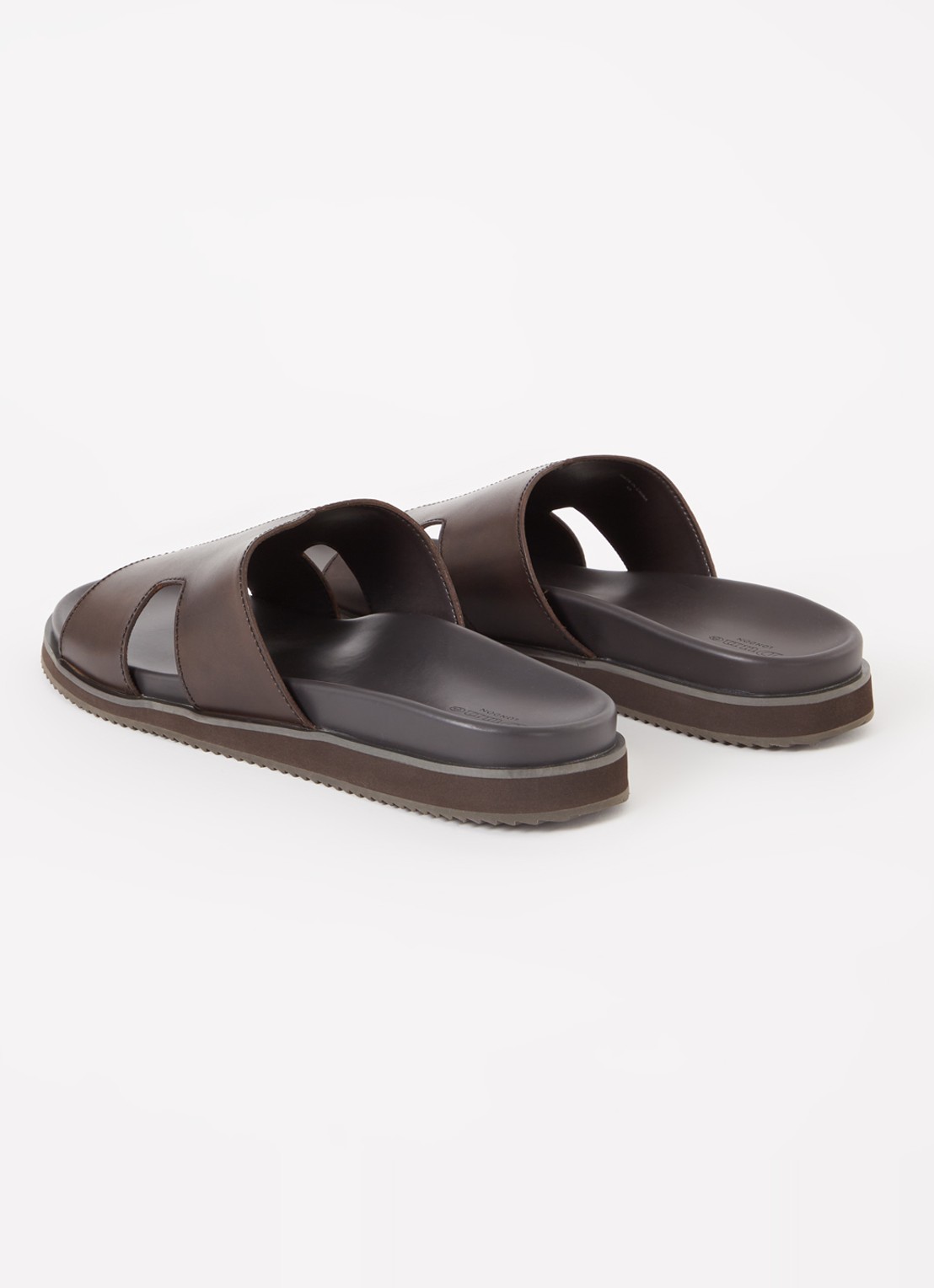 Dune London Insight slipper van leer - achterkant donkerbruin