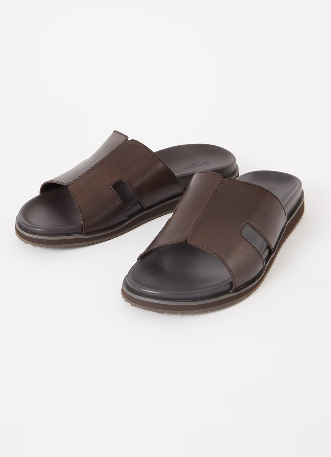 Dune London Insight slipper van leer - detail 3 donkerbruin