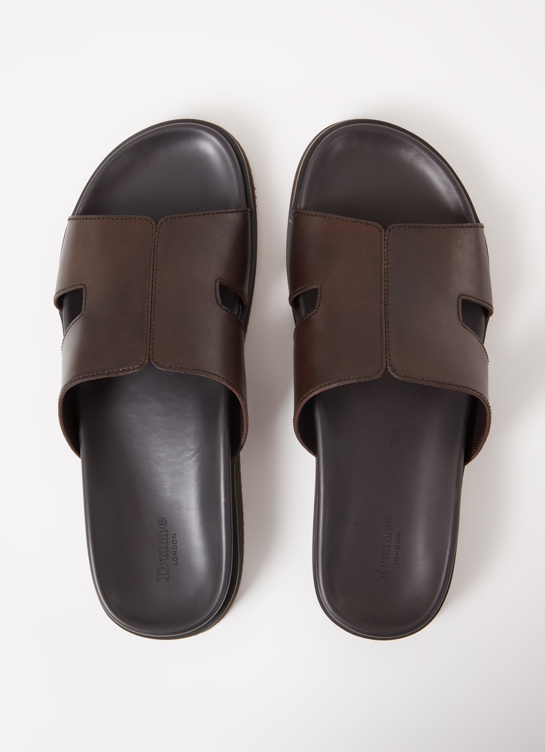 Dune London Insight slipper van leer - detail 4 donkerbruin
