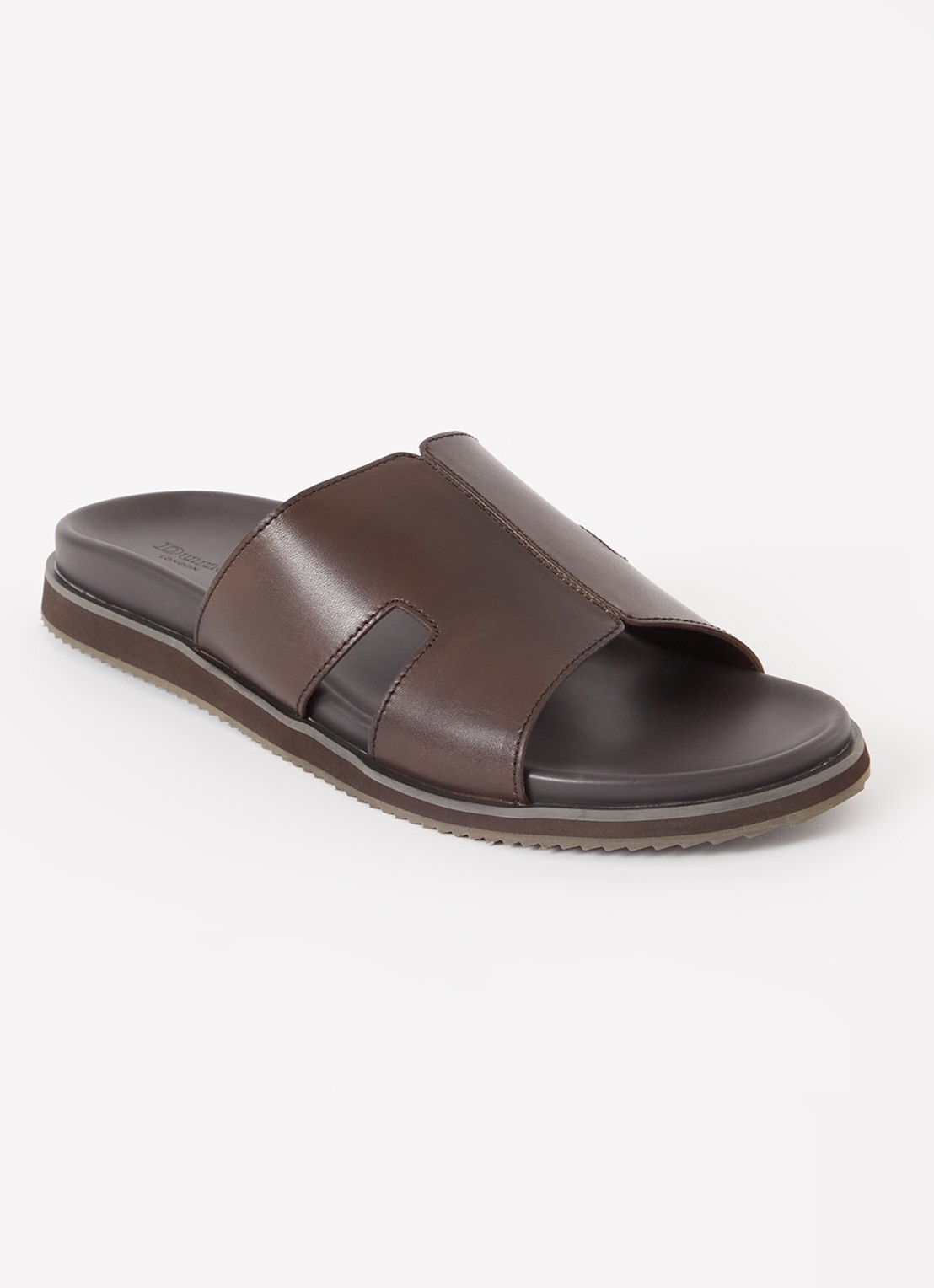 Dune London Insight slipper van leer - voorkant 2 donkerbruin