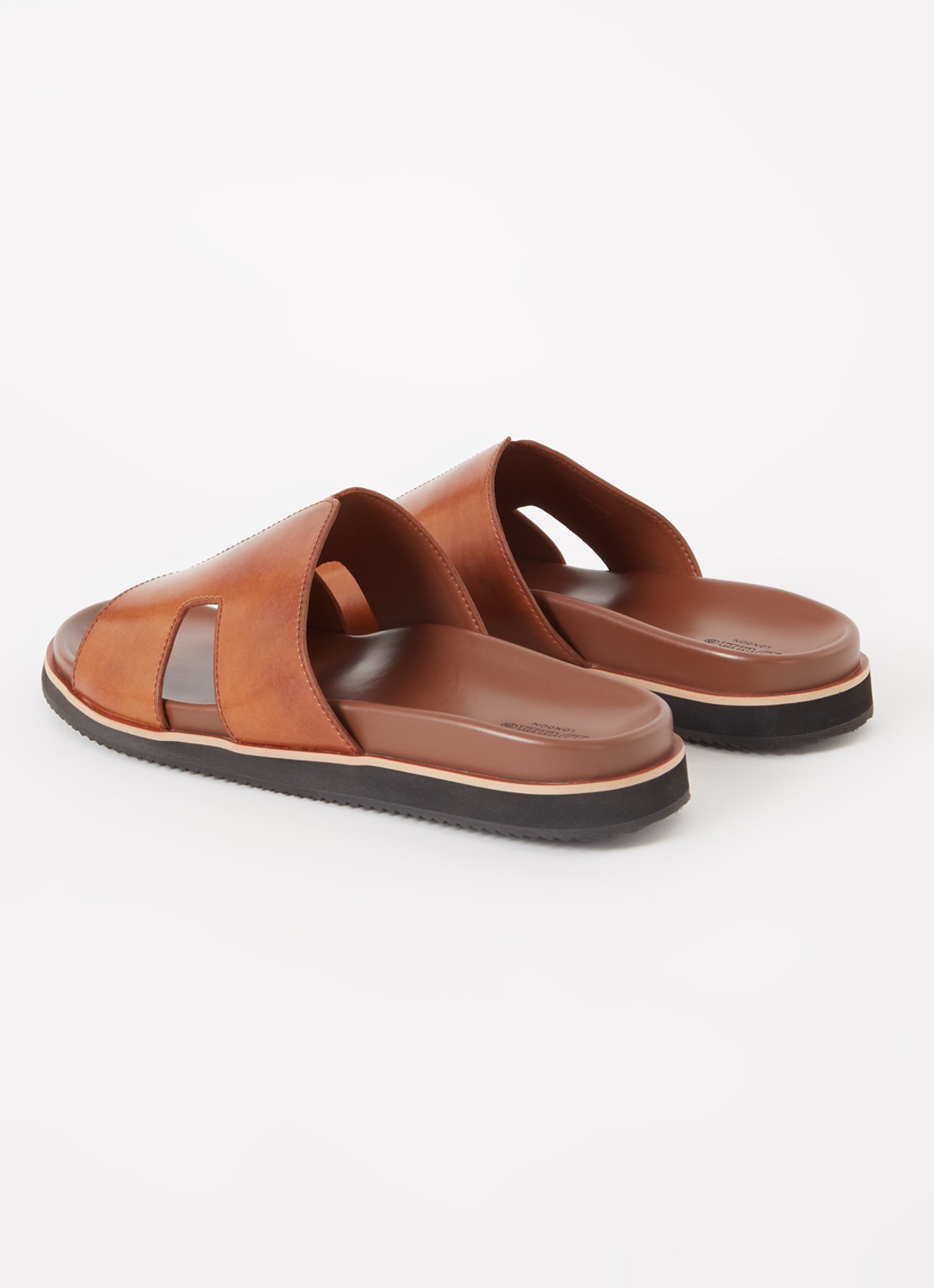 Dune London Insight slipper van leer - achterkant cognac