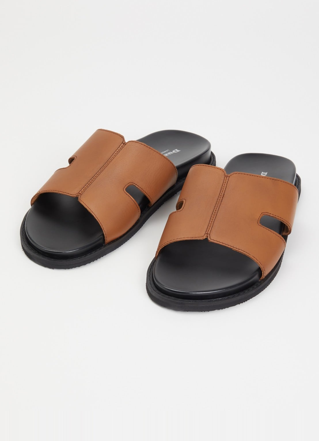 Dune London Ishaa slipper van leer  - detail bruin