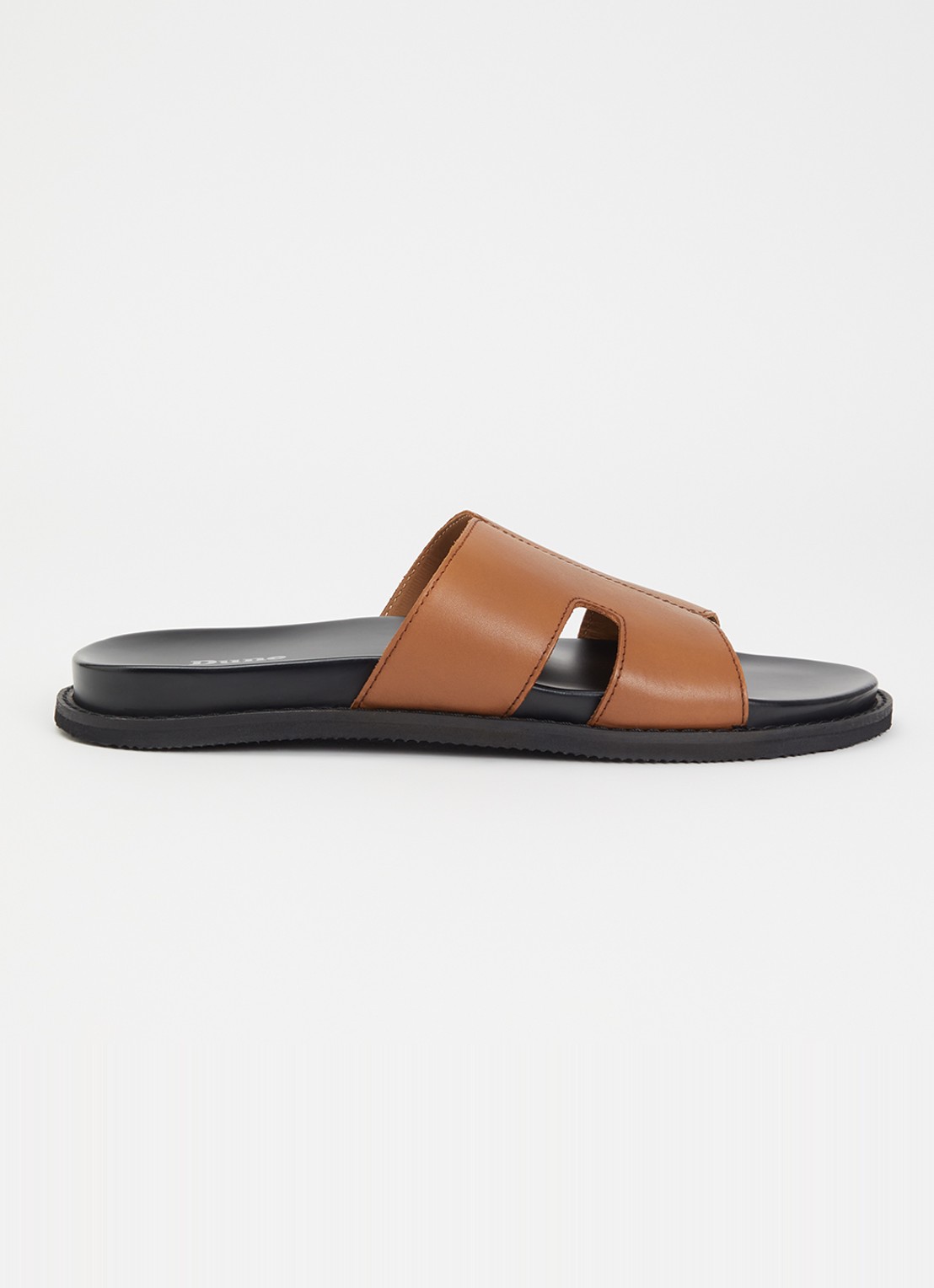 Dune London Ishaa slipper van leer  - voorkant 4 bruin