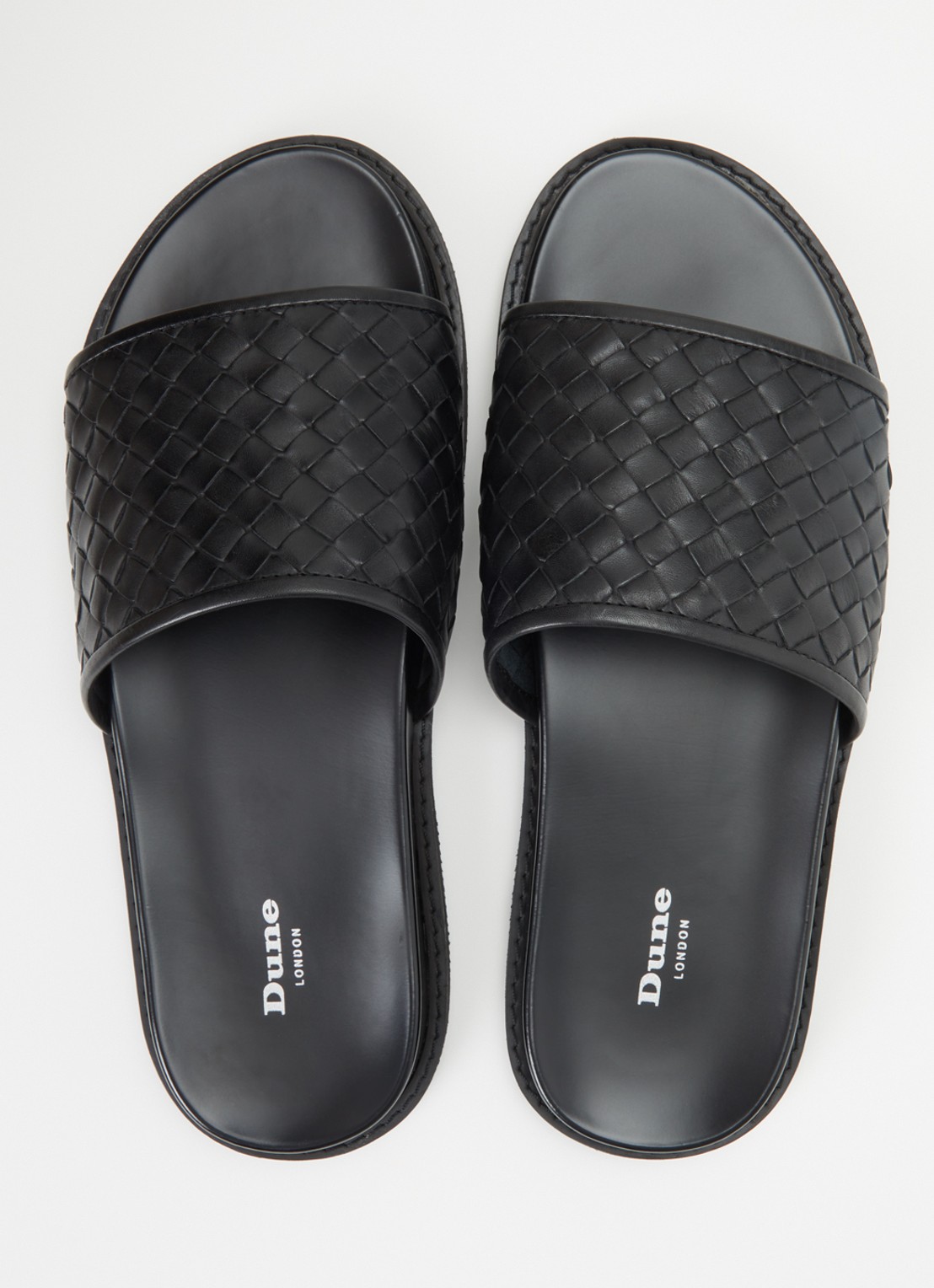 Dune London Ivar slipper van leer - detail 3 zwart