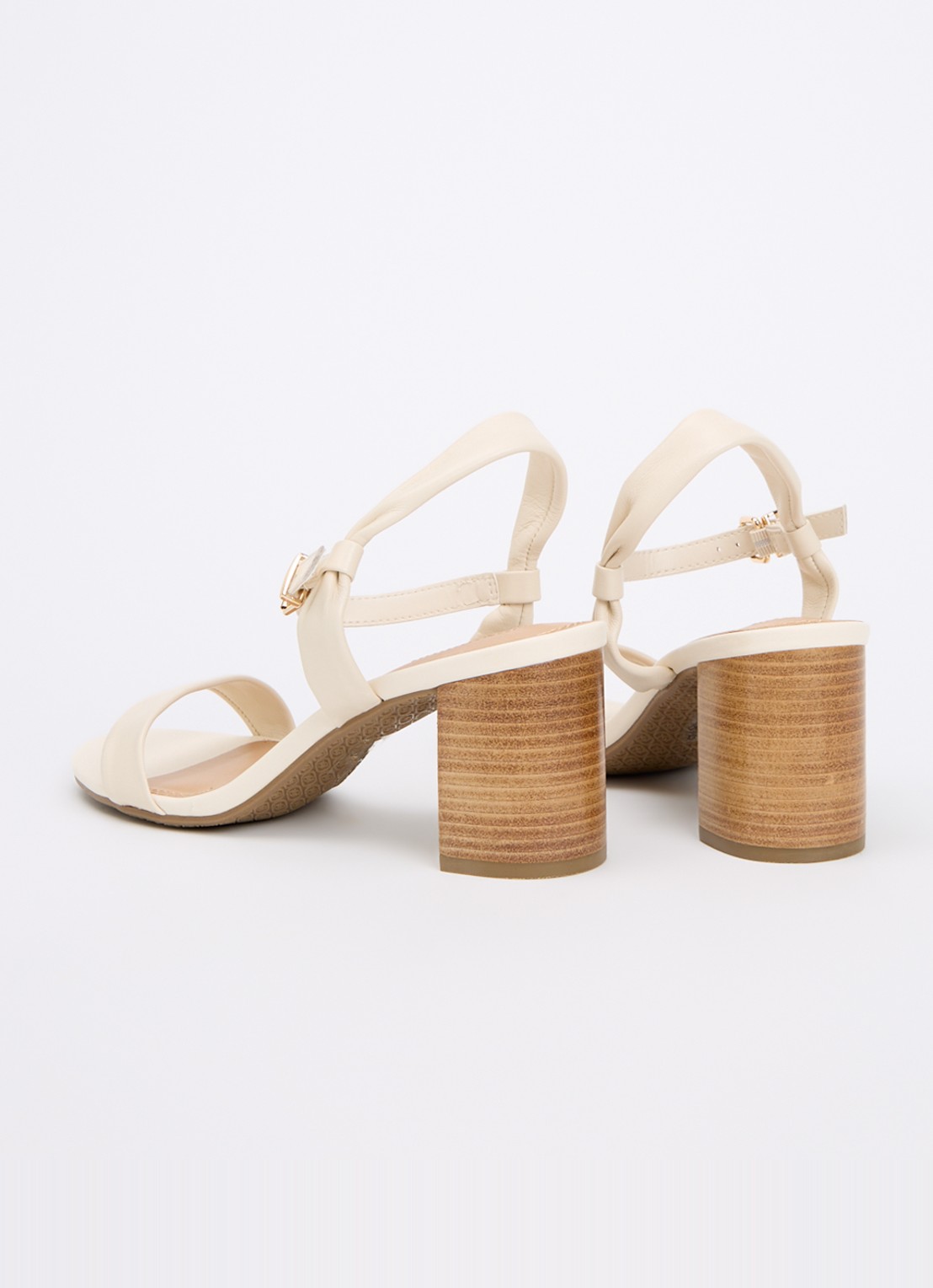 Dune London Jaliz sandalette van leer - achterkant 5 creme