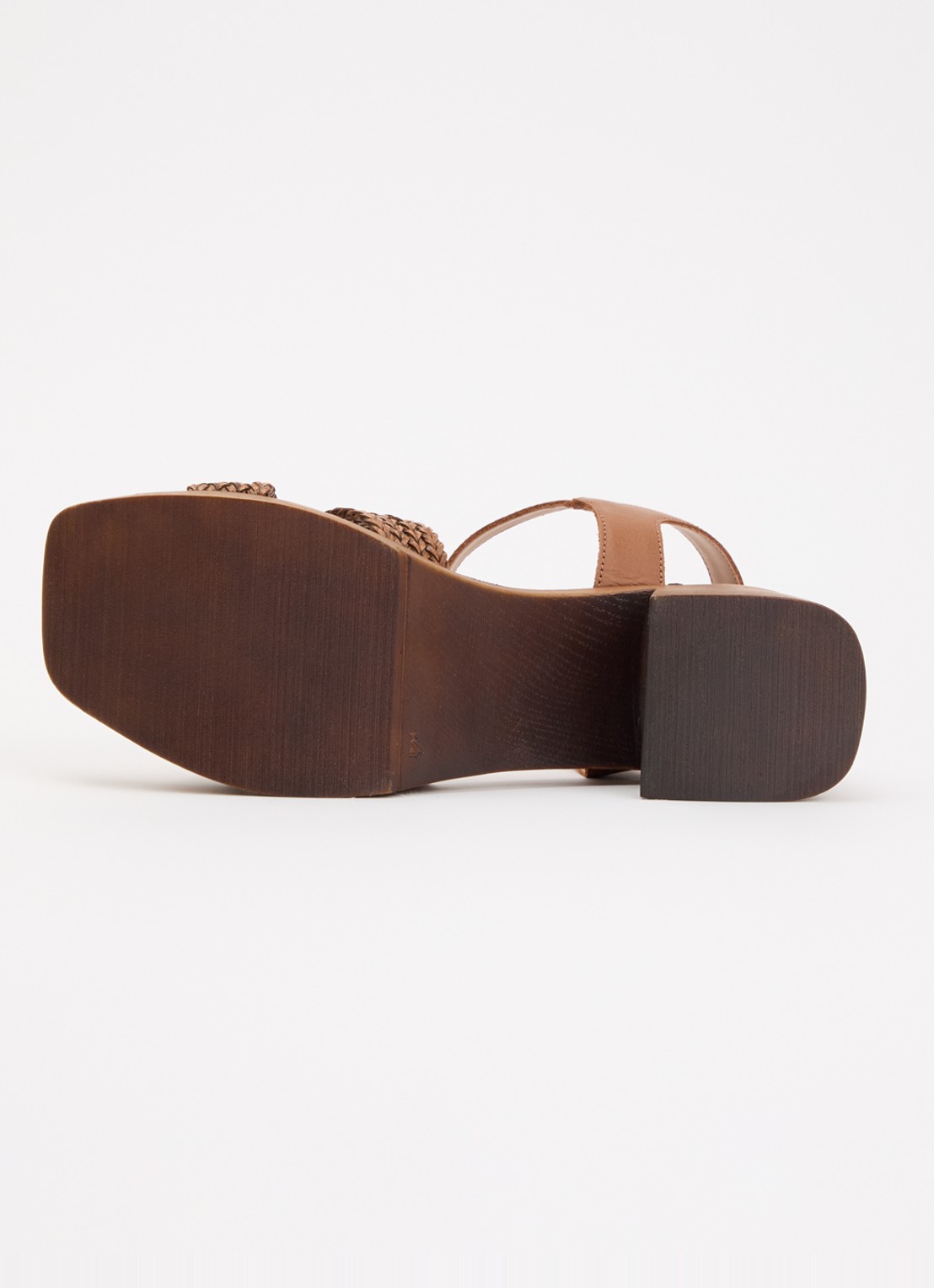 Dune London Janko sandalette van leer met gevlochten details - detail 3 lichtbruin