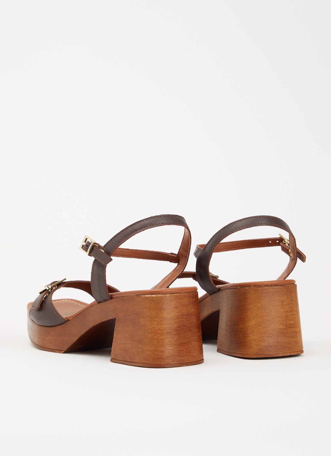 Dune London Jeane sandalette van leer - achterkant 3 donkerbruin