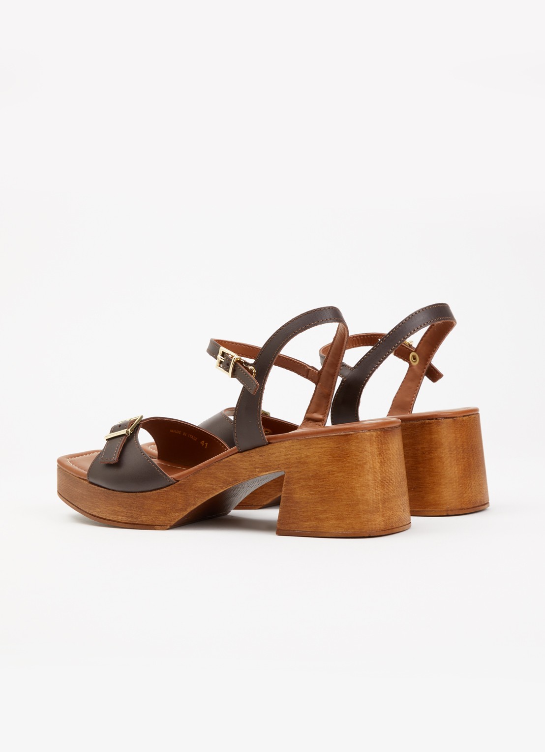 Dune London Jeane sandalette van leer - achterkant 4 donkerbruin