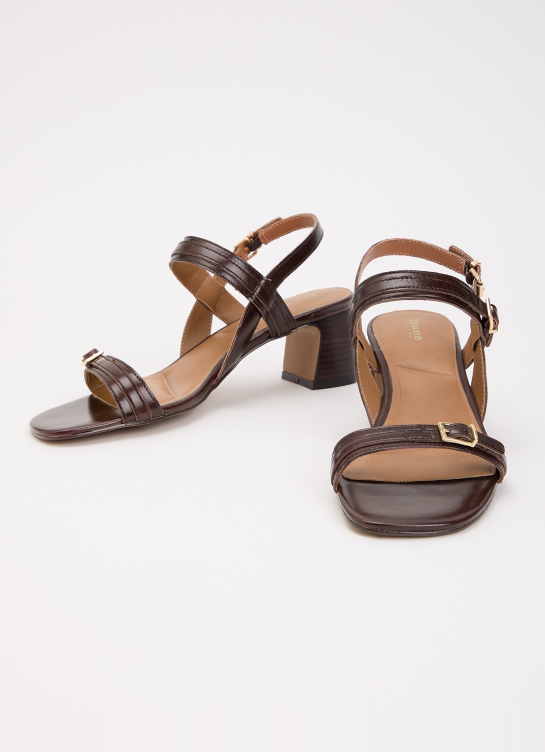 Dune London Jiving sandalette van leer - detail 2 donkerbruin