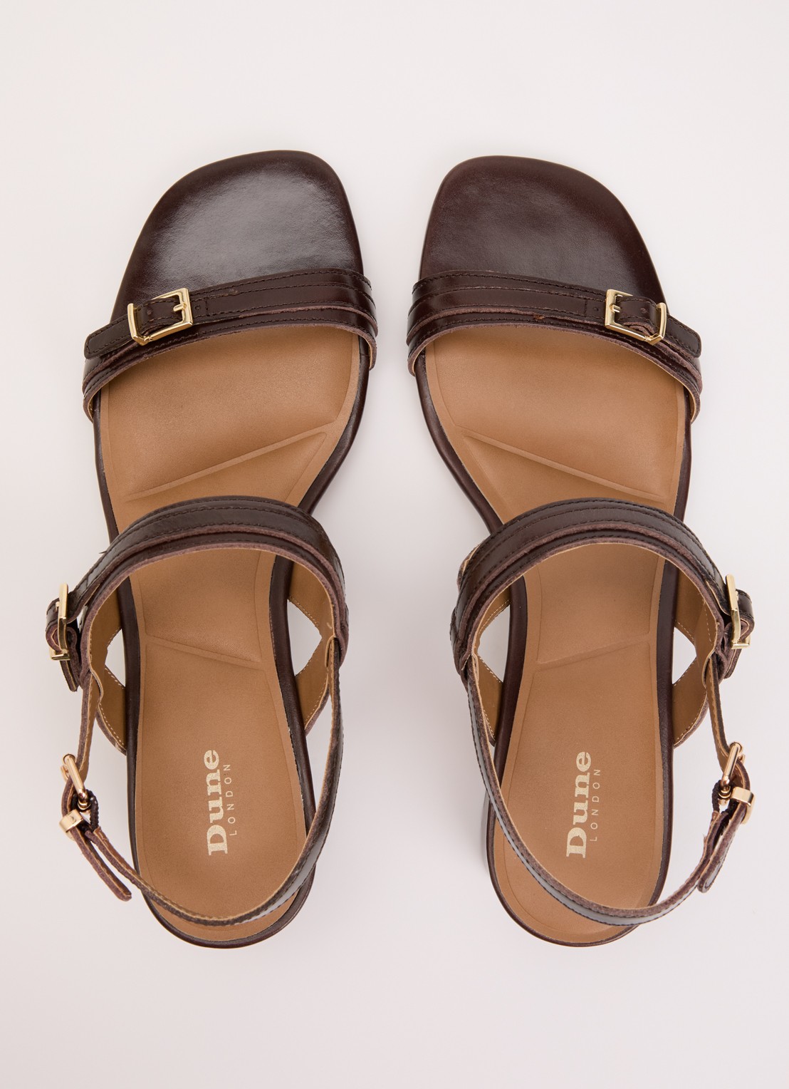 Dune London Jiving sandalette van leer - detail 3 donkerbruin