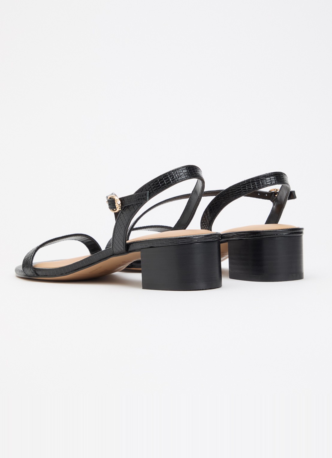 Dune London Jolene sandalette van leer met crocostructuur - achterkant 5 zwart