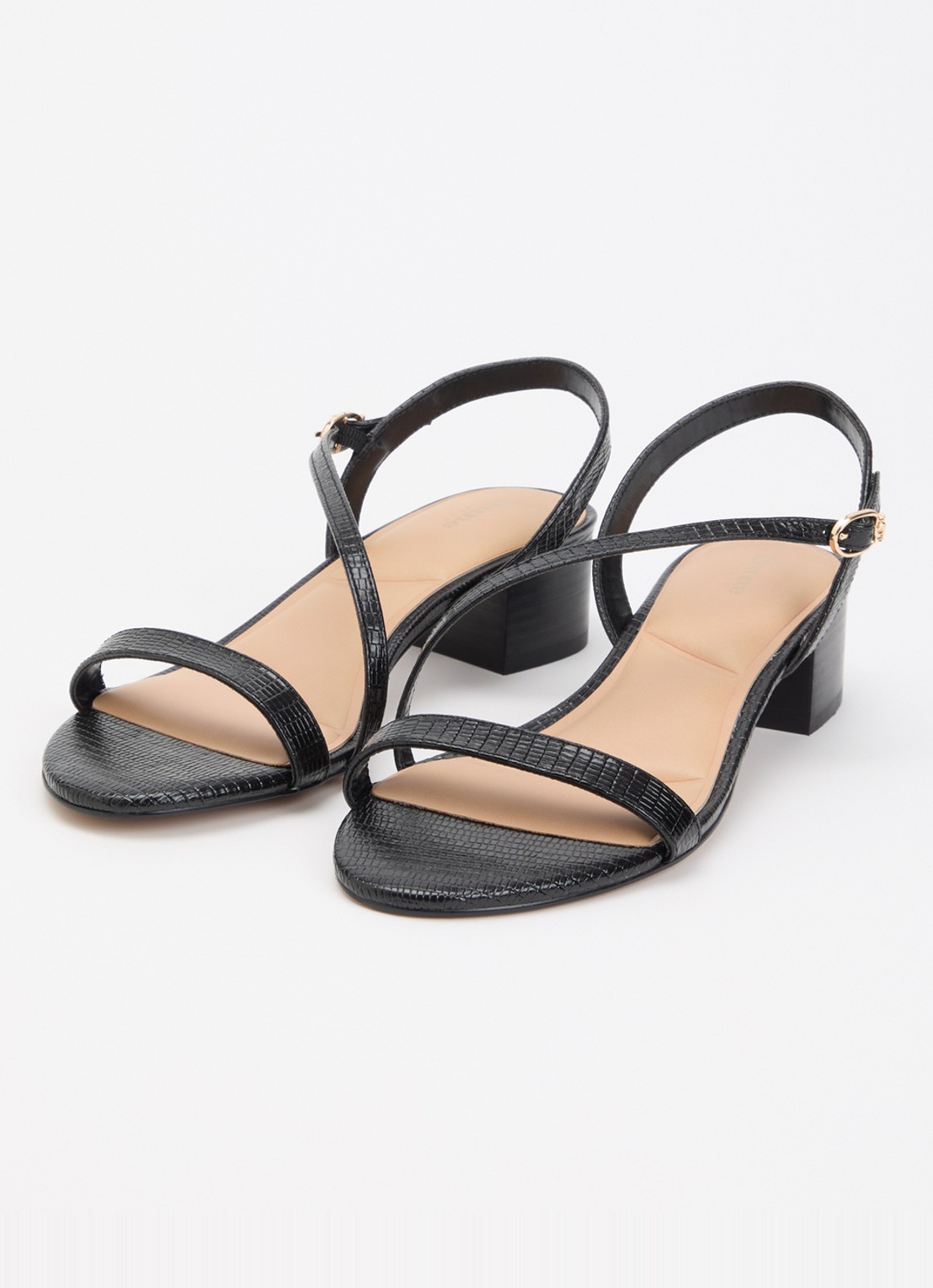 Dune London Jolene sandalette van leer met crocostructuur - detail 2 zwart
