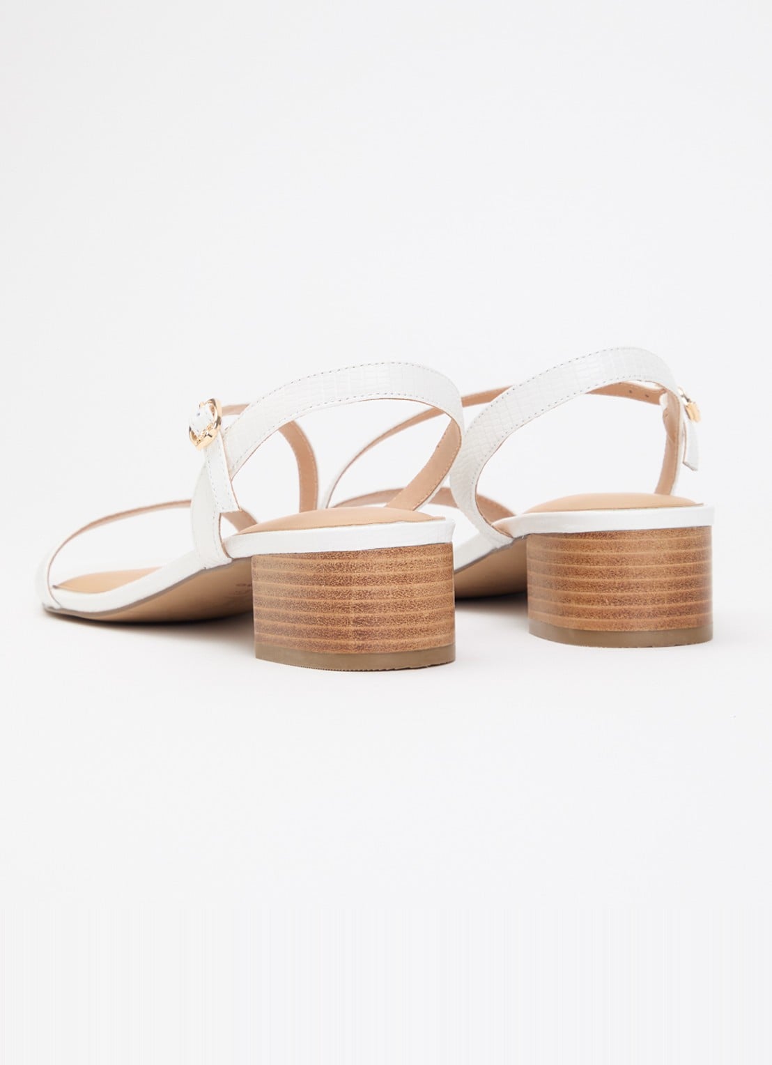 Dune London Jolene sandalette van leer met crocostructuur - achterkant gebroken wit