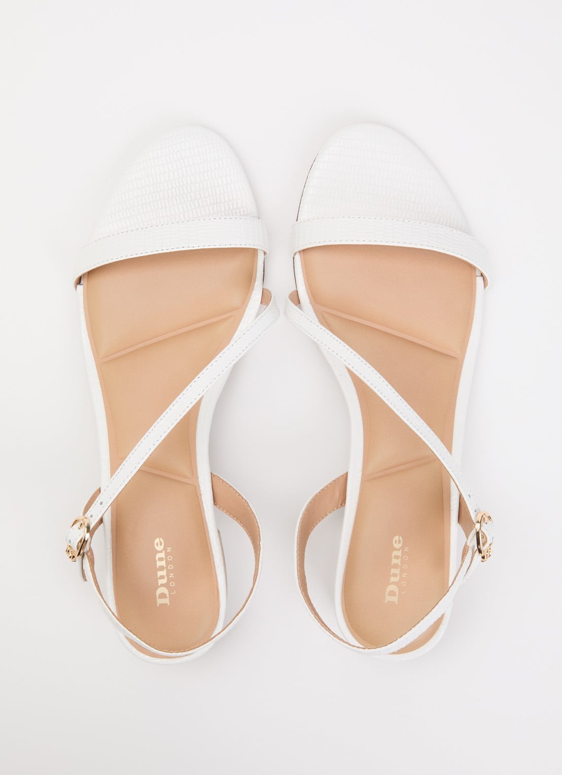 Dune London Jolene sandalette van leer met crocostructuur - detail 3 gebroken wit