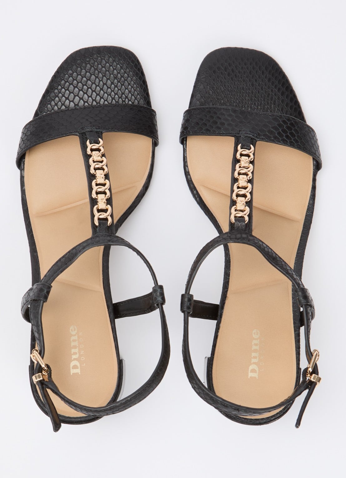 Dune London Josina sandalette van leer met kettingdetail  - detail 4 zwart