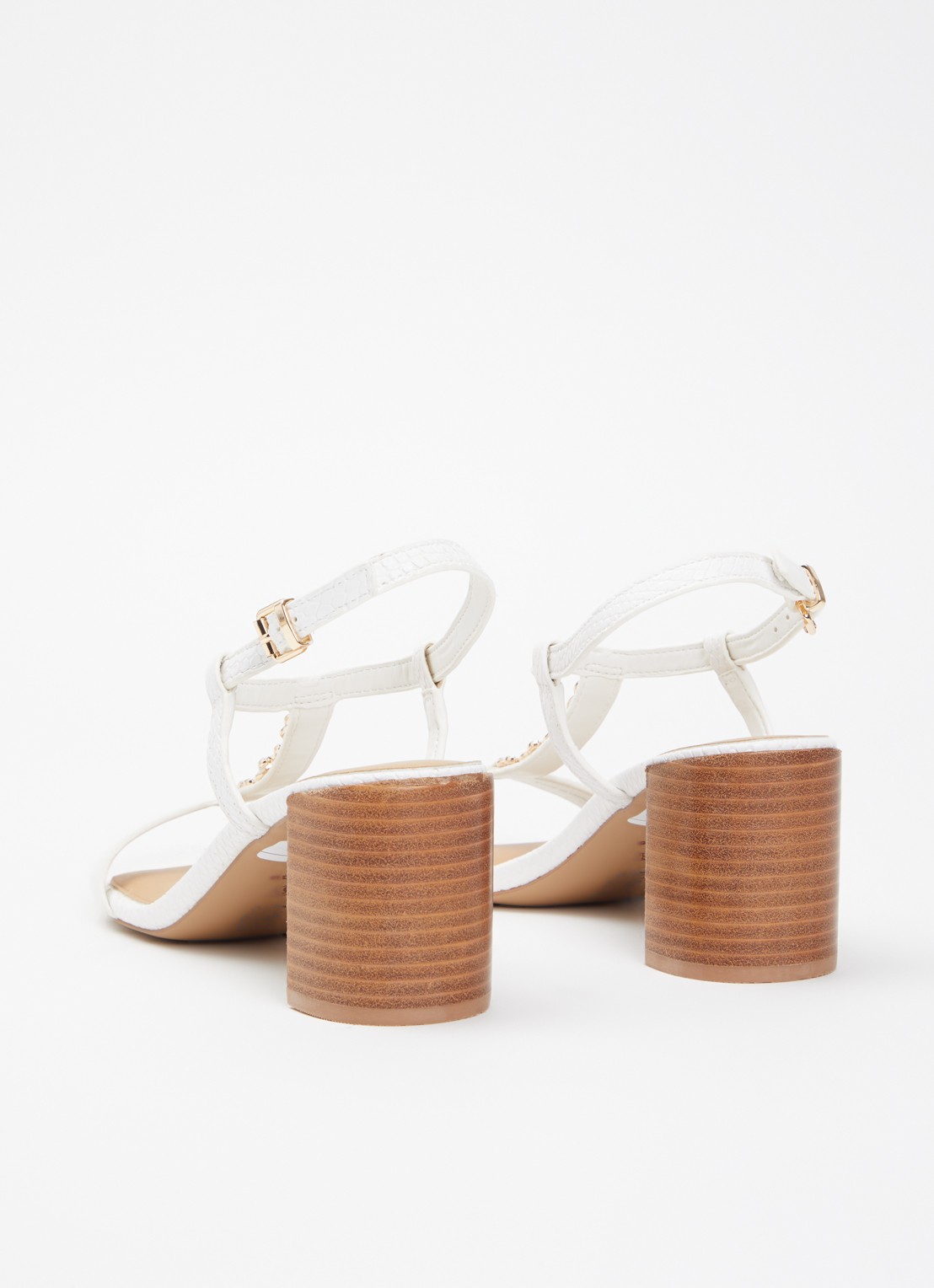 Dune London Josina sandalette van leer met kettingdetail  - achterkant wit