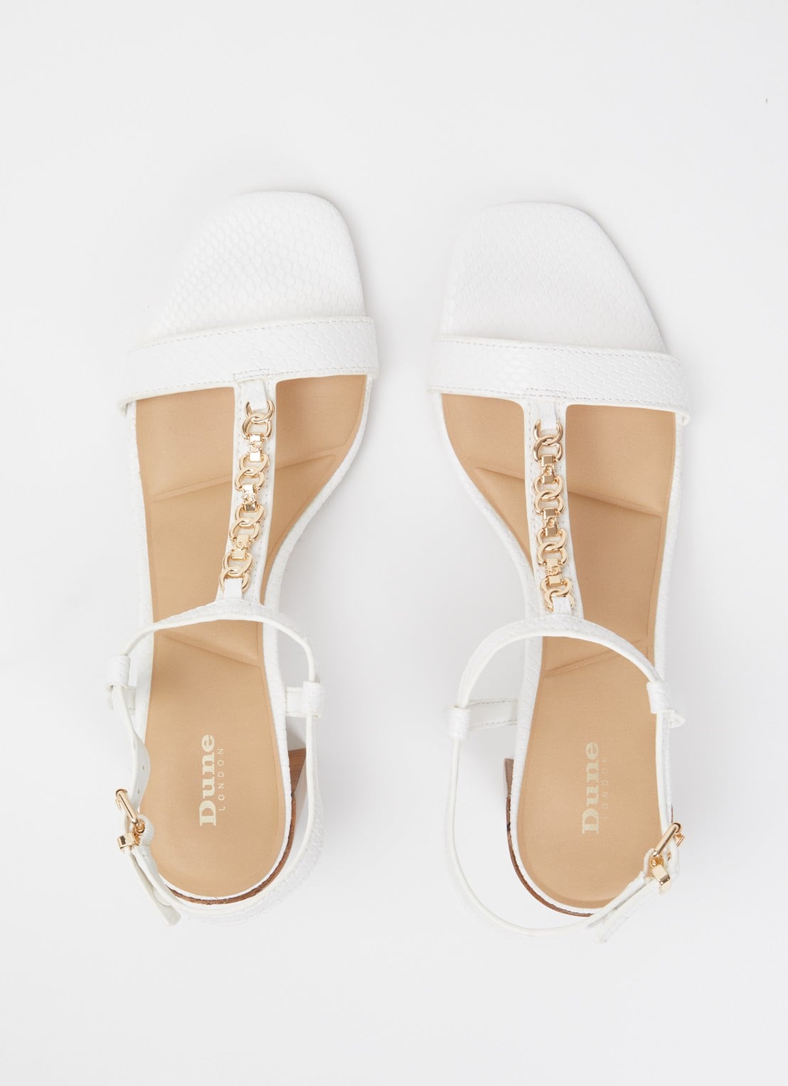 Dune London Josina sandalette van leer met kettingdetail  - detail 3 wit