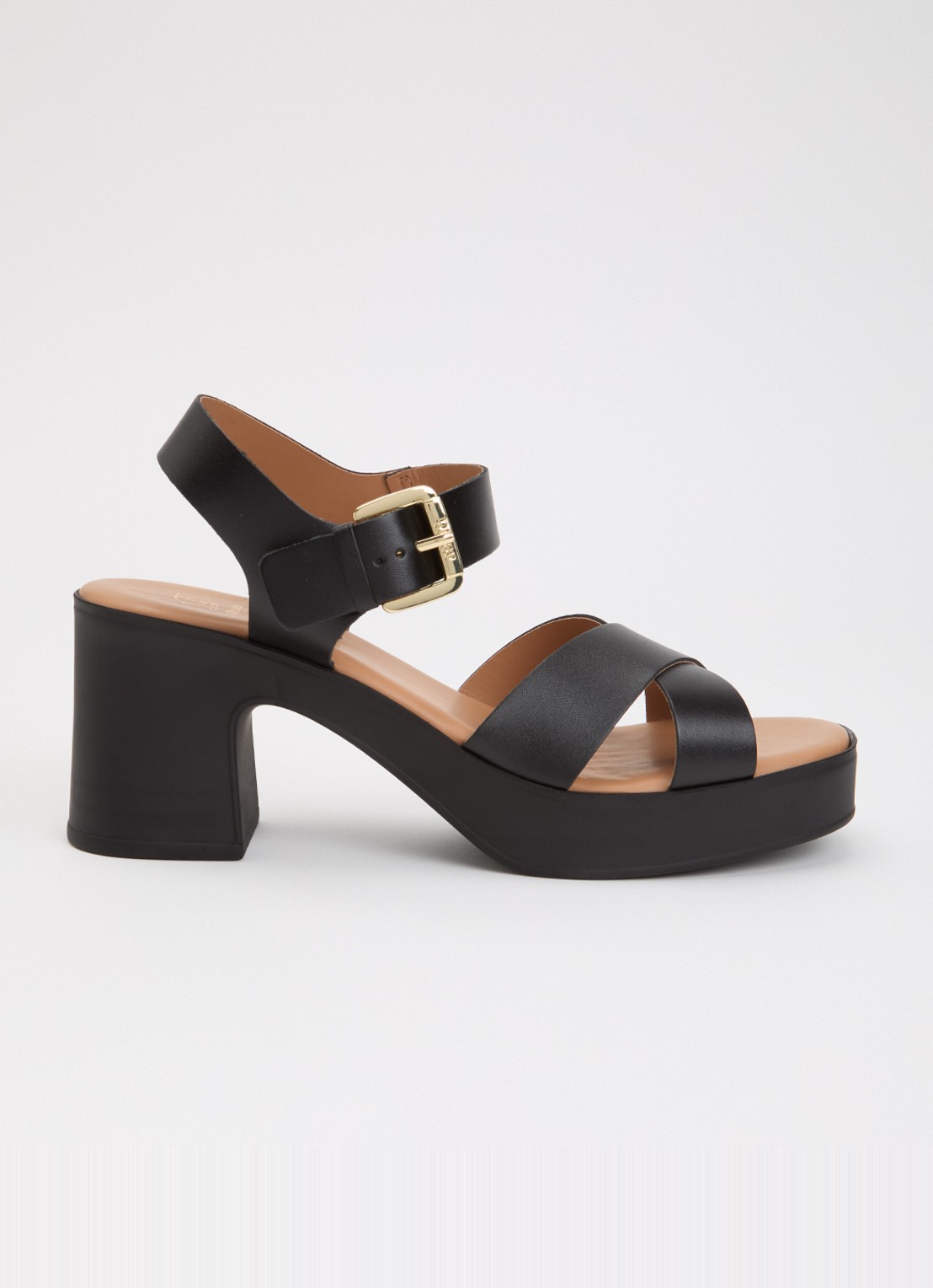 Dune London Judge sandalette van leer - voorkant zwart